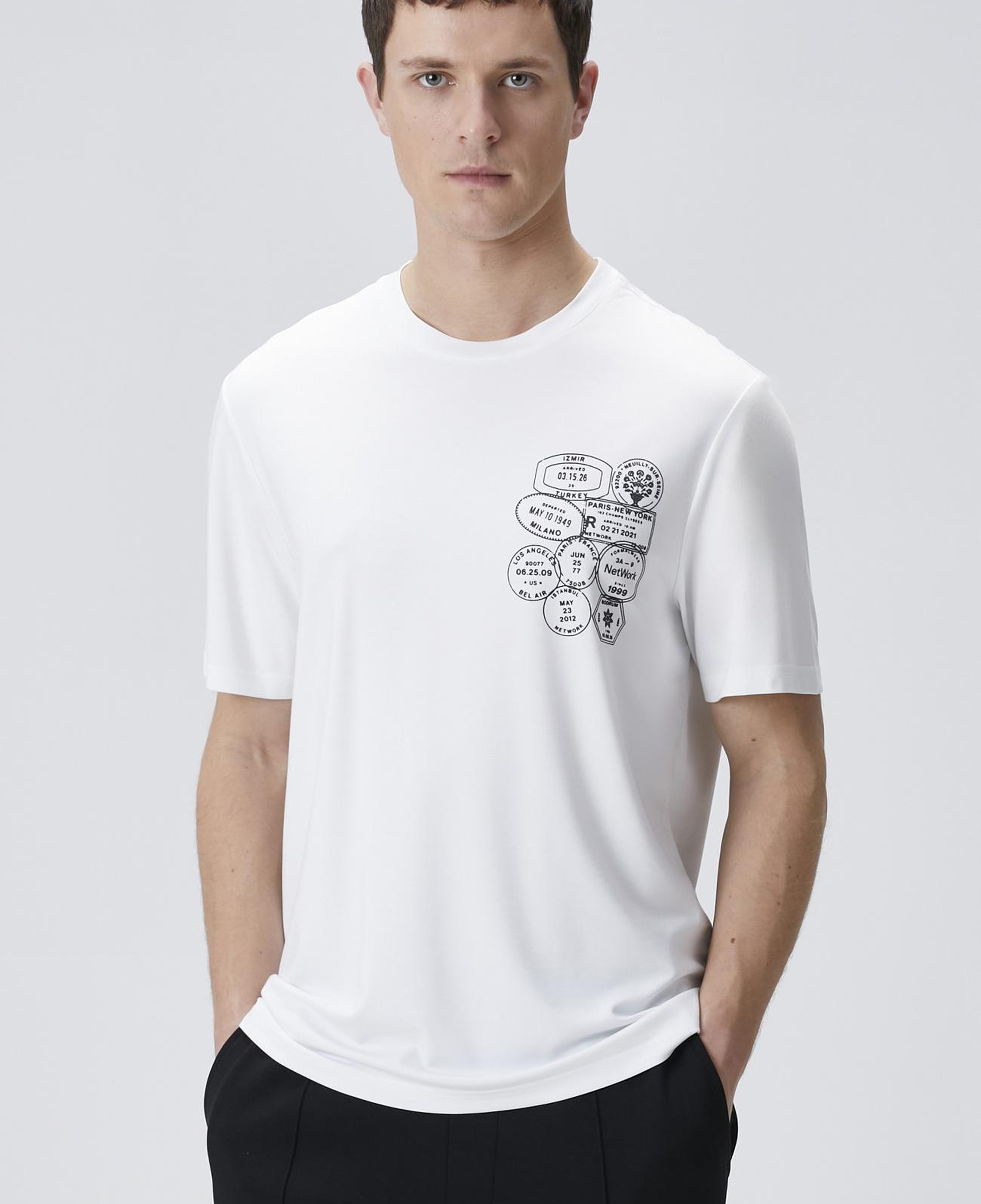 Network Erkek Traveller Beyaz Baskılı T-shirt