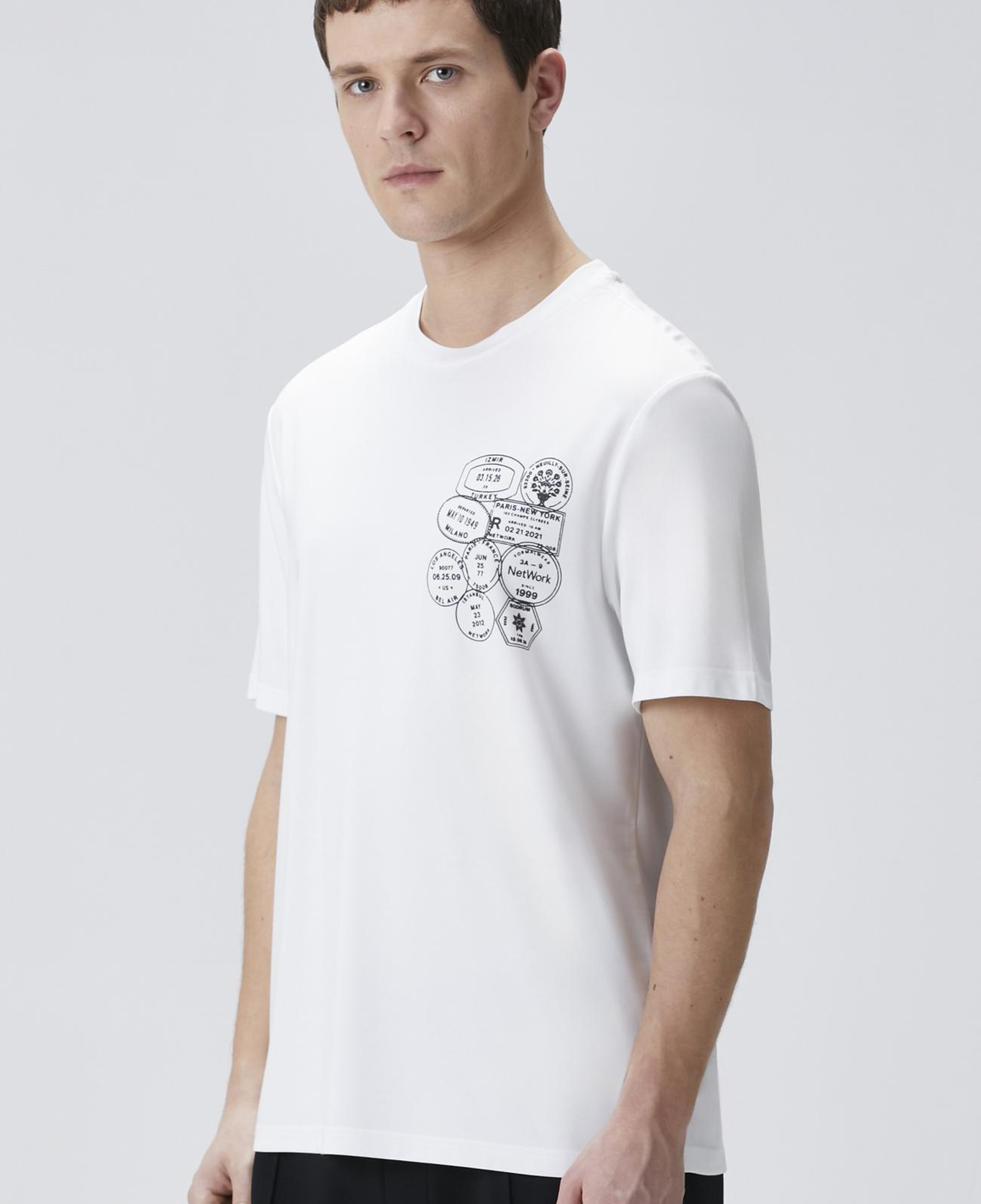 Network Erkek Traveller Beyaz Baskılı T-shirt