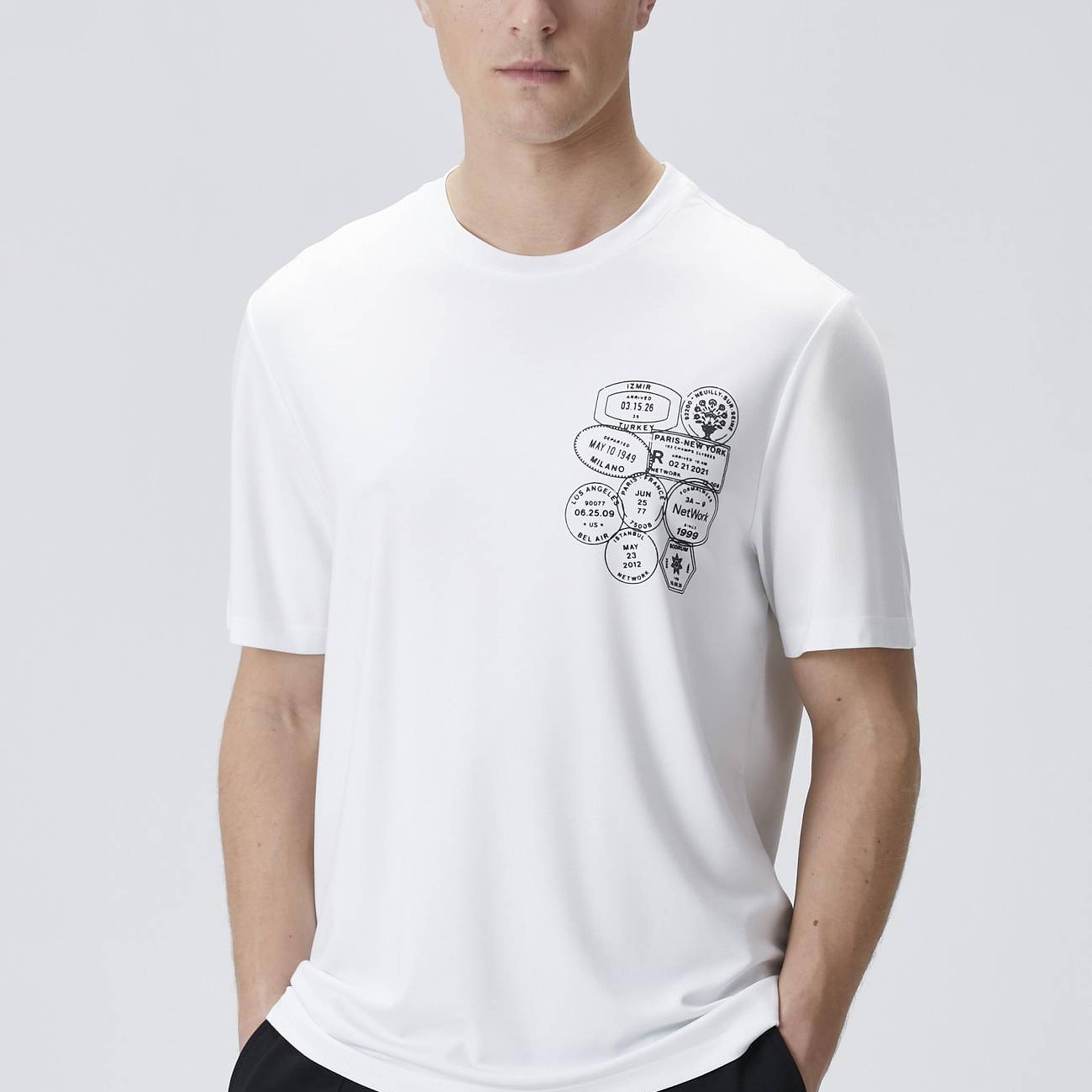 Network Erkek Traveller Beyaz Baskılı T-shirt