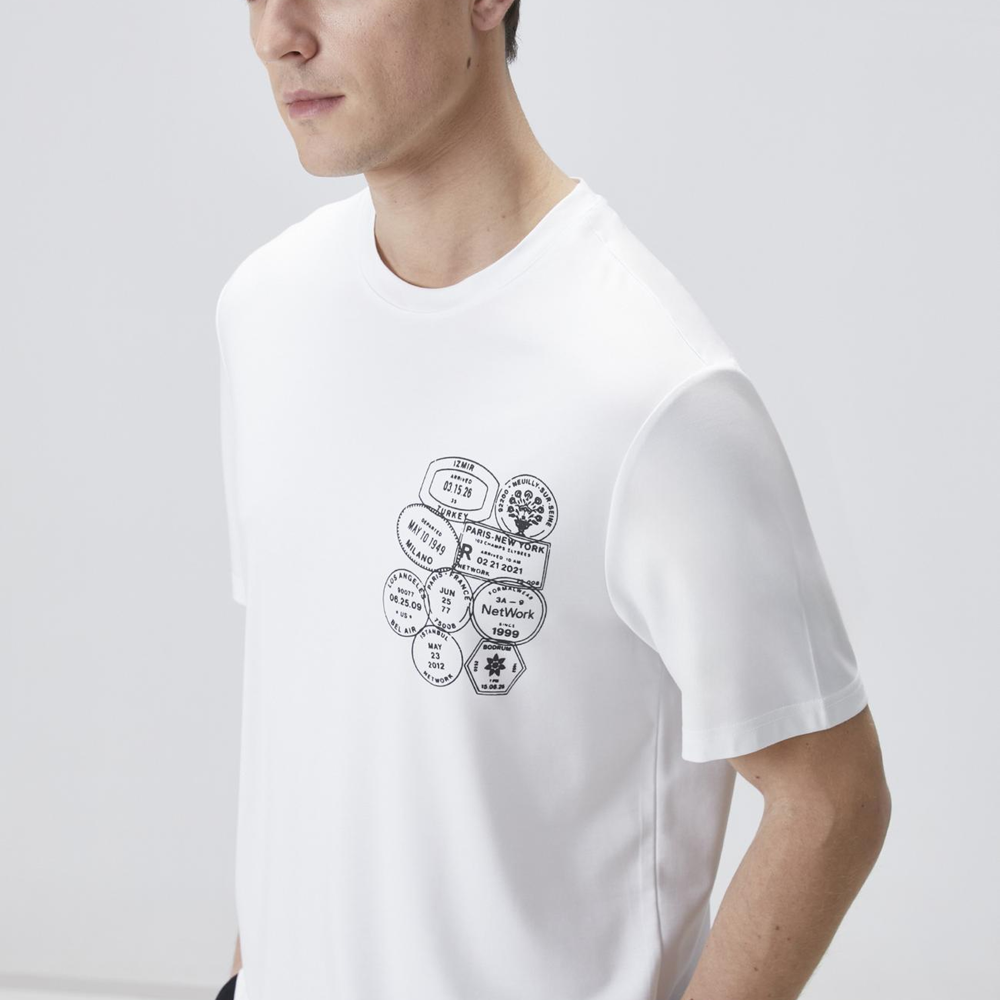 Network Erkek Traveller Beyaz Baskılı T-shirt