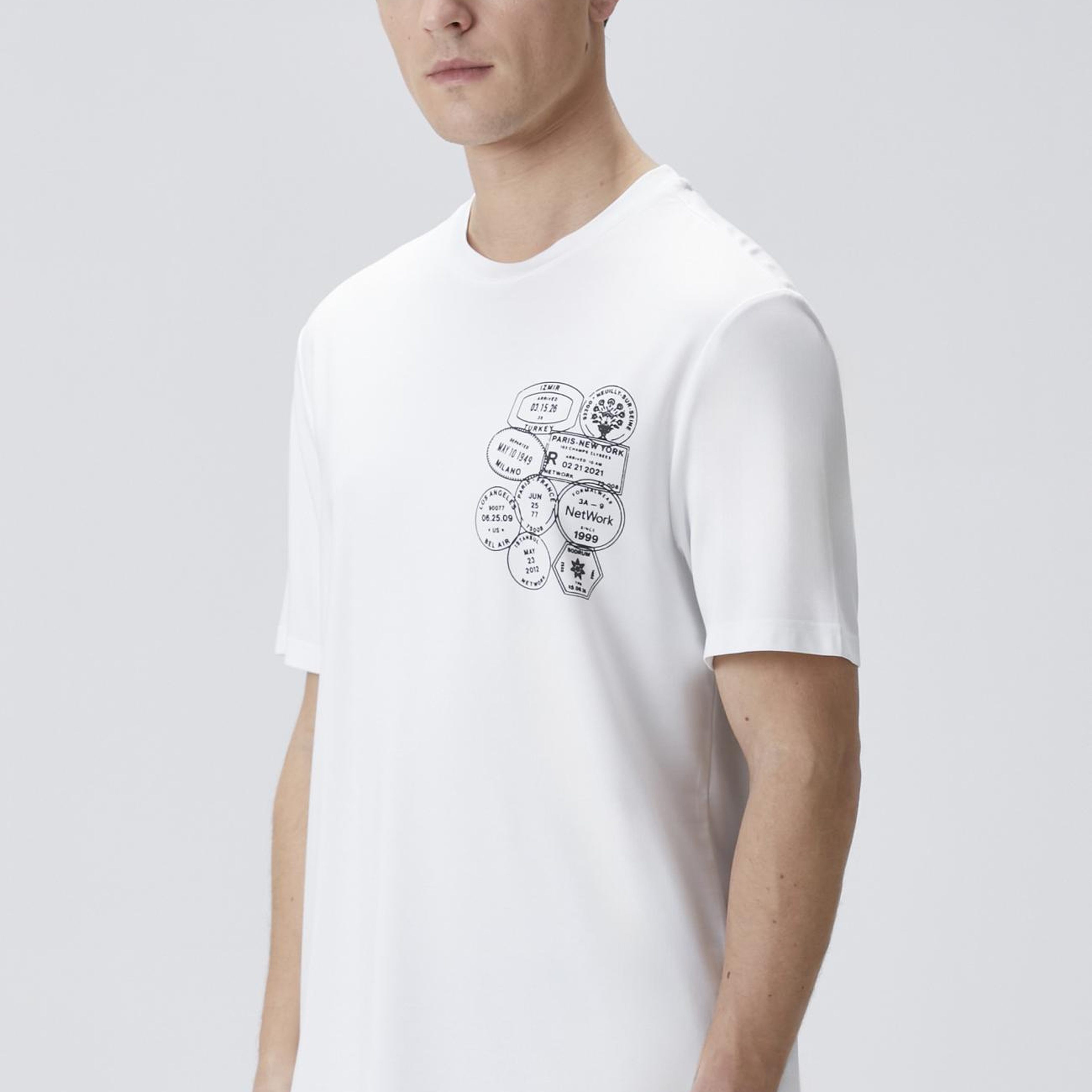Network Erkek Traveller Beyaz Baskılı T-shirt