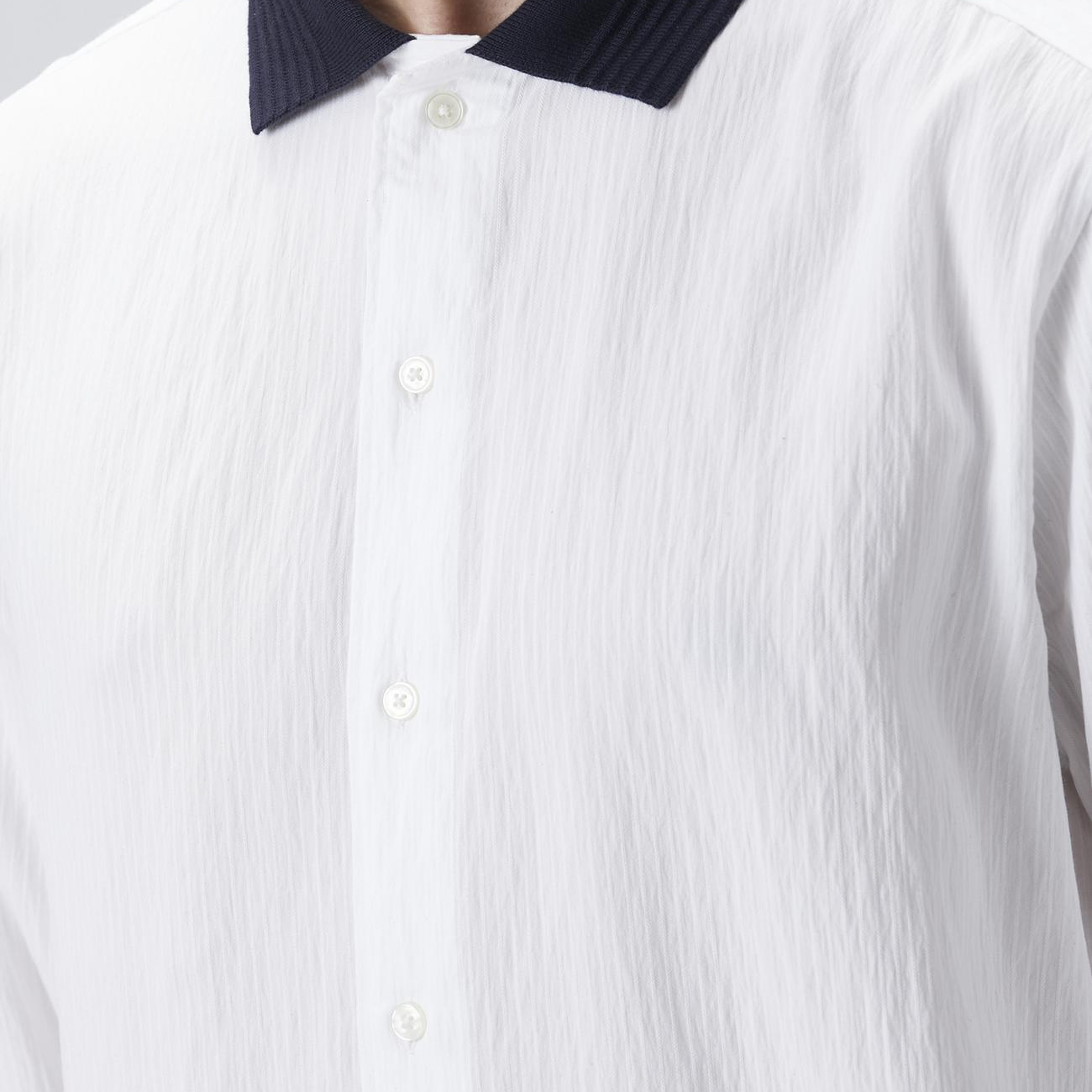 Network Erkek Relaxed Fit Beyaz Triko Detaylı Gömlek
