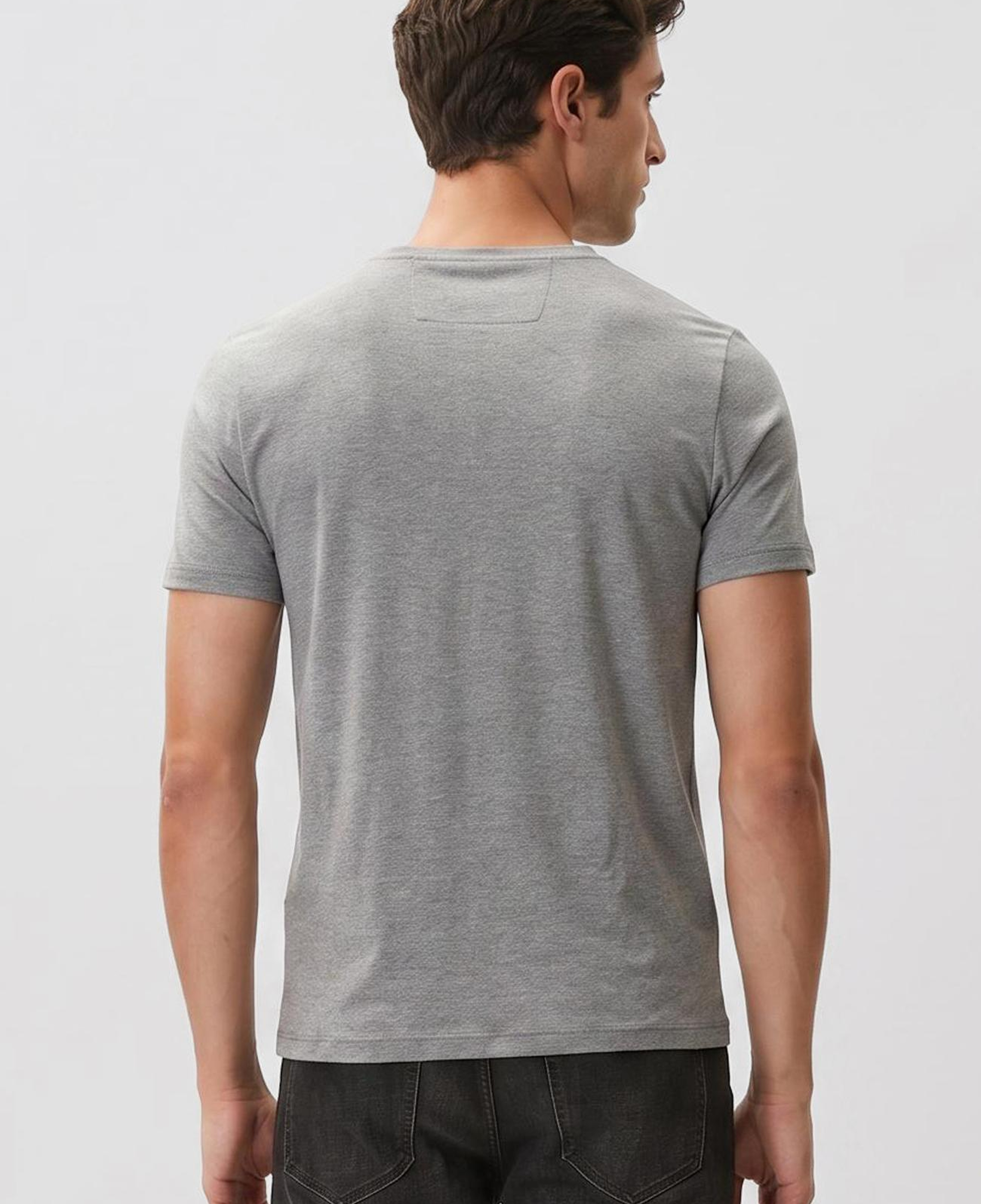 Network Erkek Gri Melanj Basic T-shirt