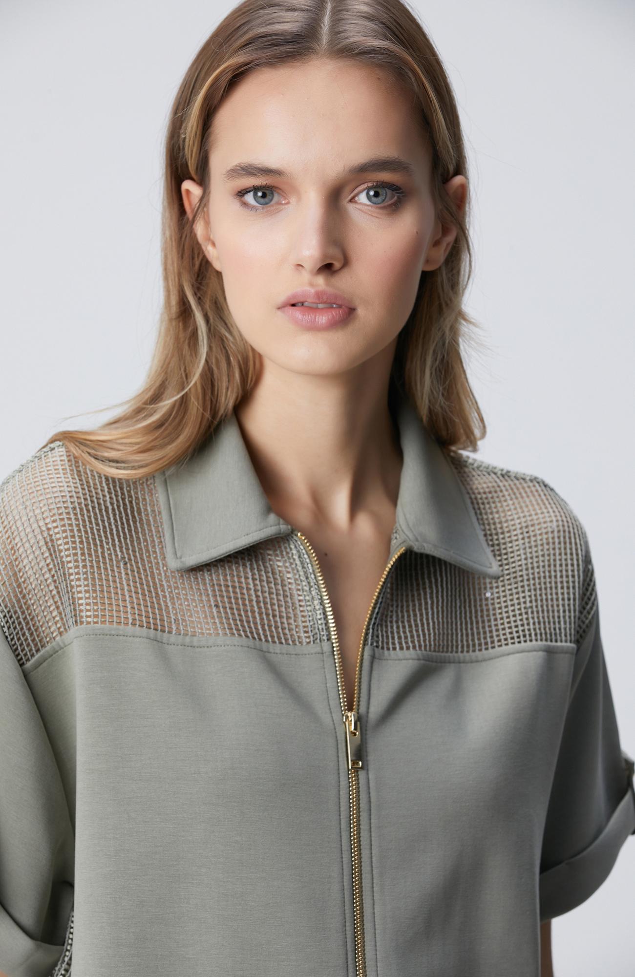 Network Kadın Açık Haki File Garnili Modal Karışımlı Sweatshirt