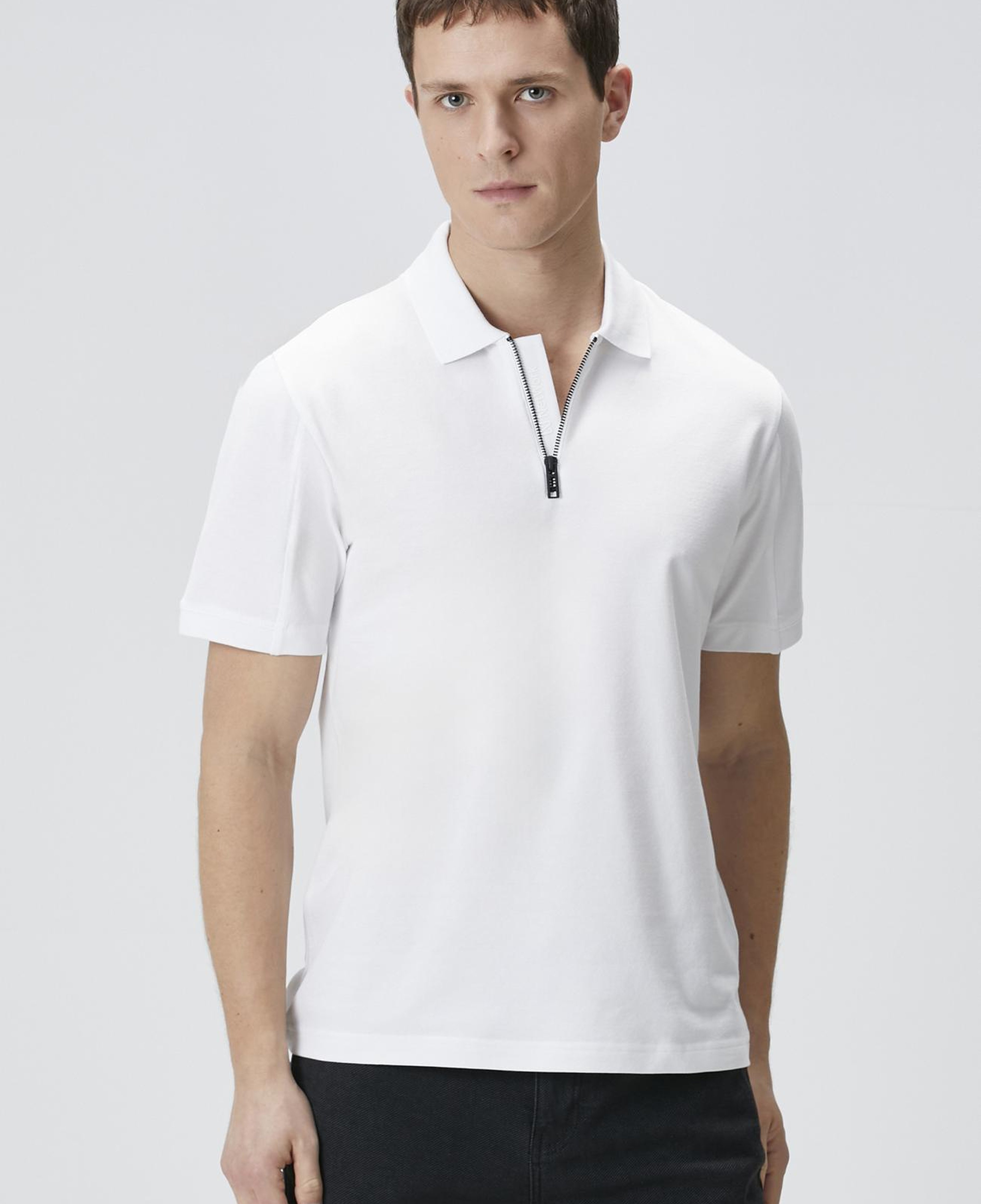 Network Erkek Beyaz Polo Yaka Enjeksiyon Baskılı T-shirt