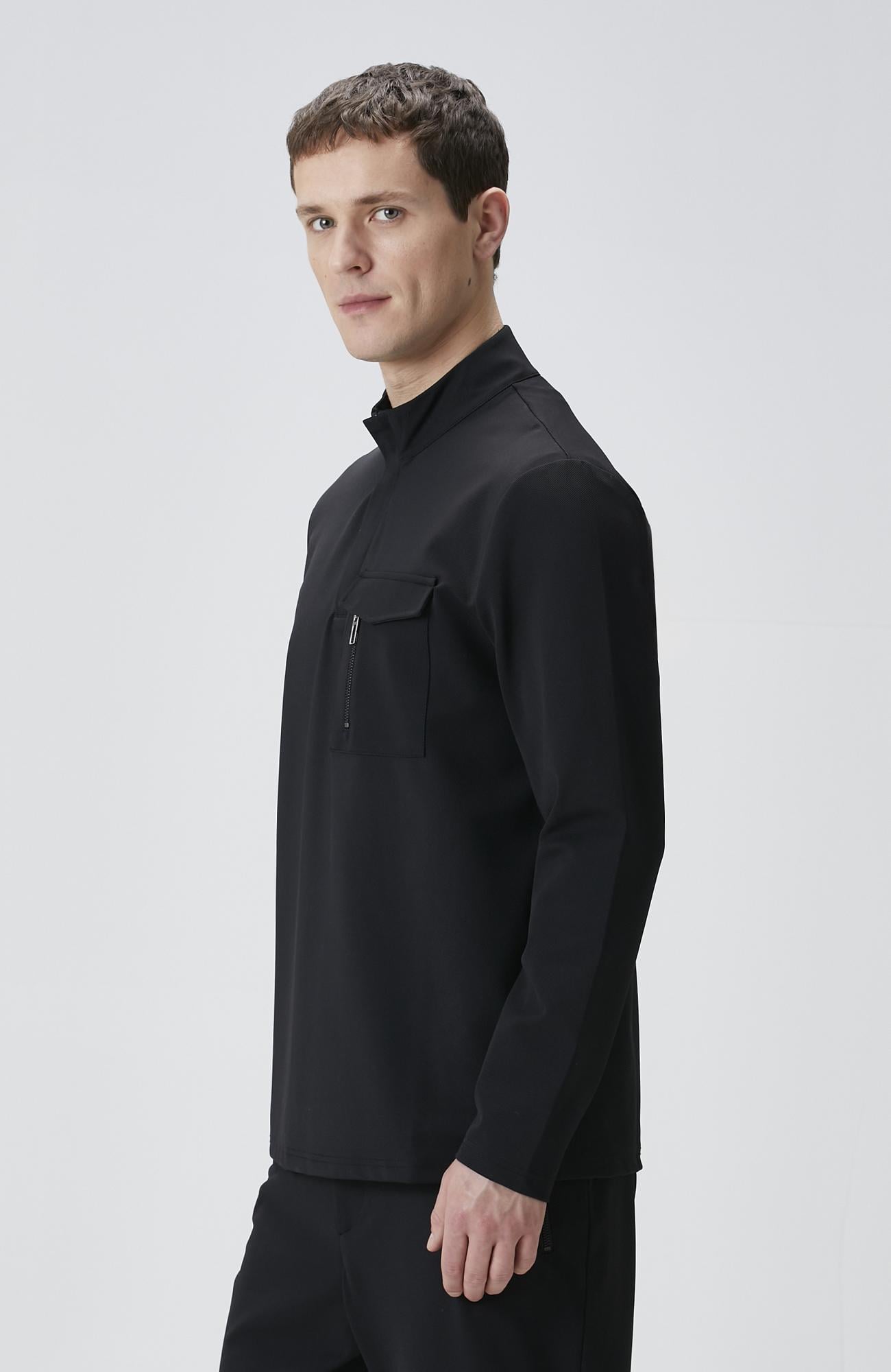 Network Erkek N-Tech Siyah Göğüs Cep Detaylı Sweatshirt