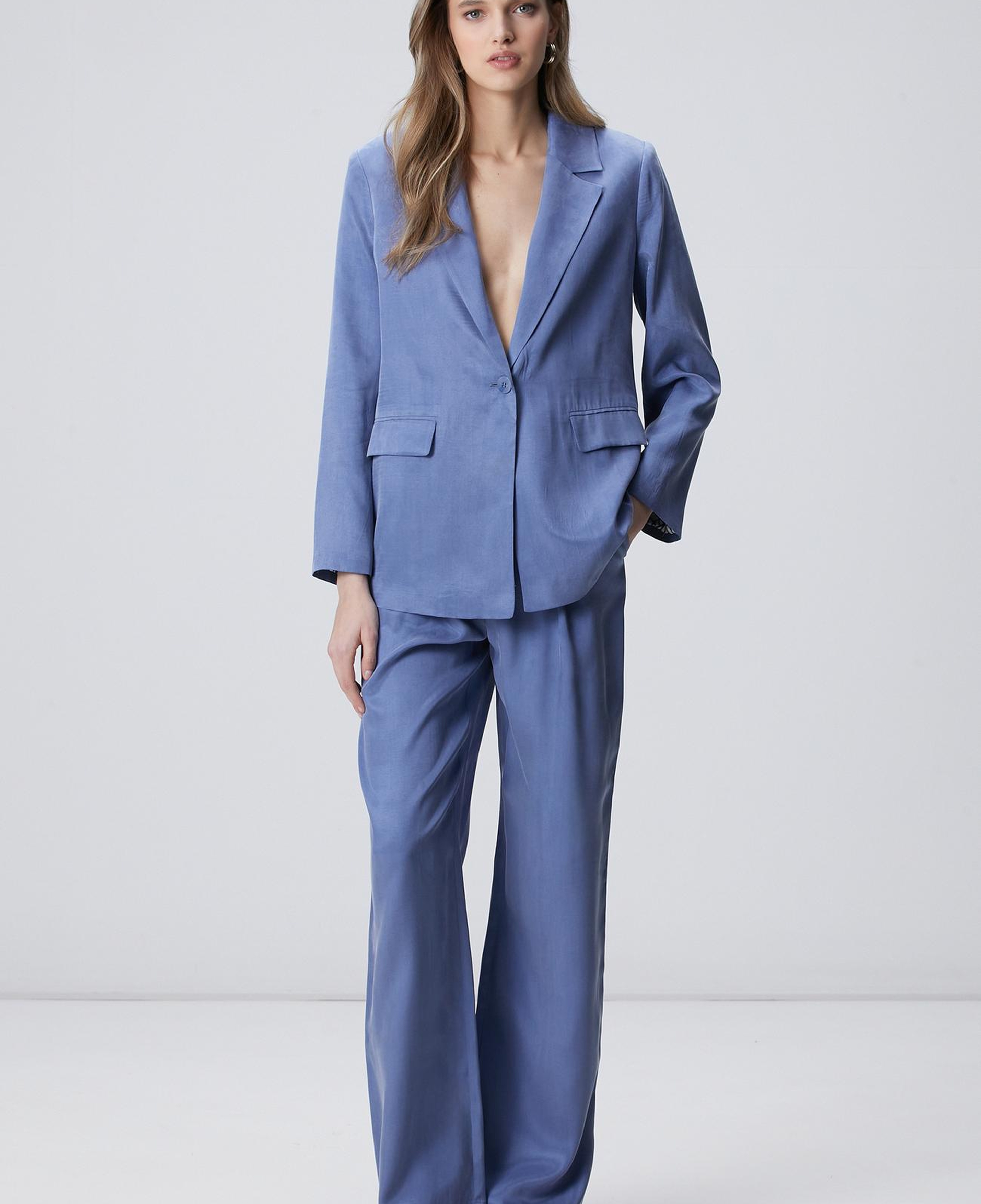 Network Kadın Mavi Cupro Blazer Ceket