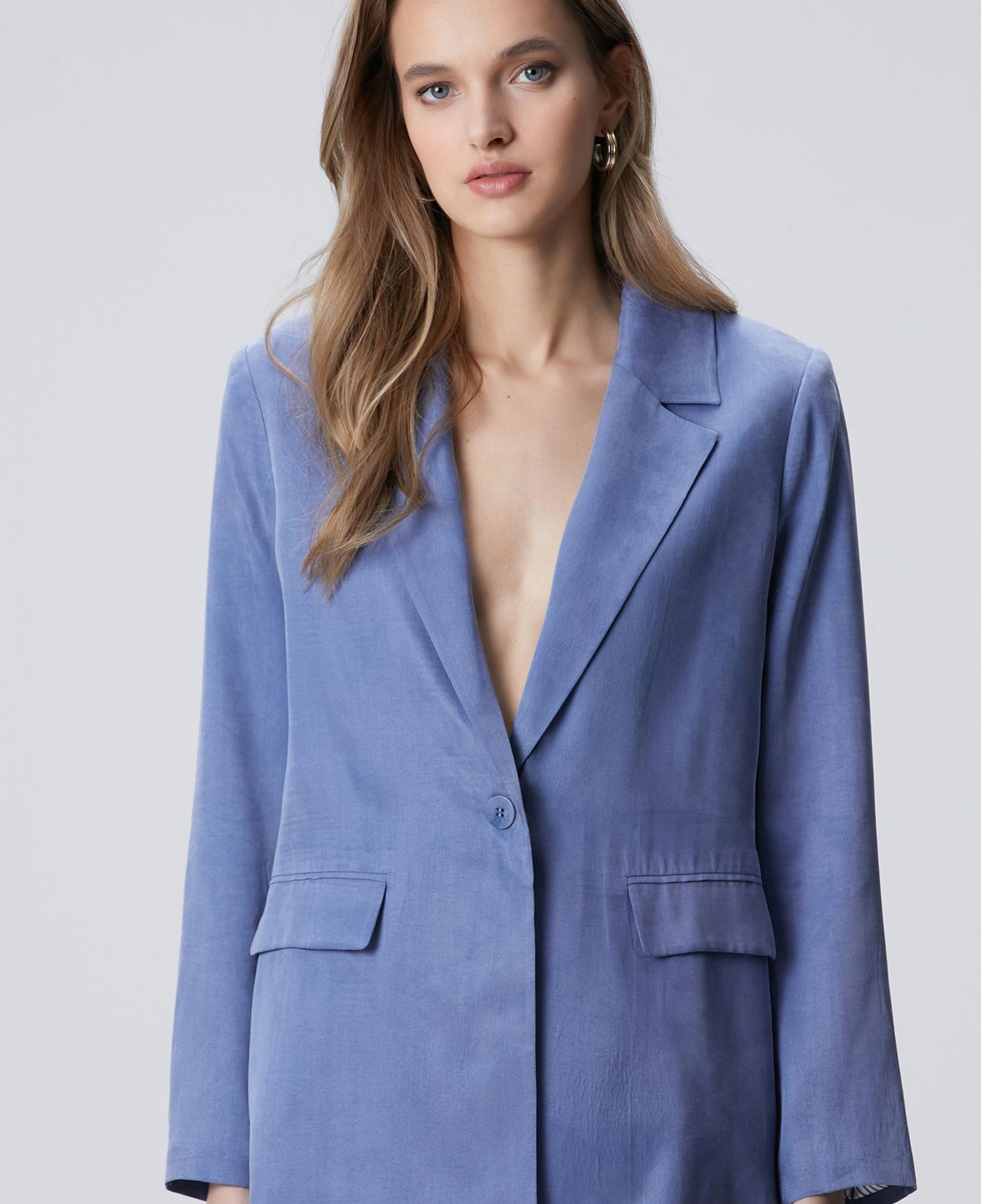 Network Kadın Mavi Cupro Blazer Ceket
