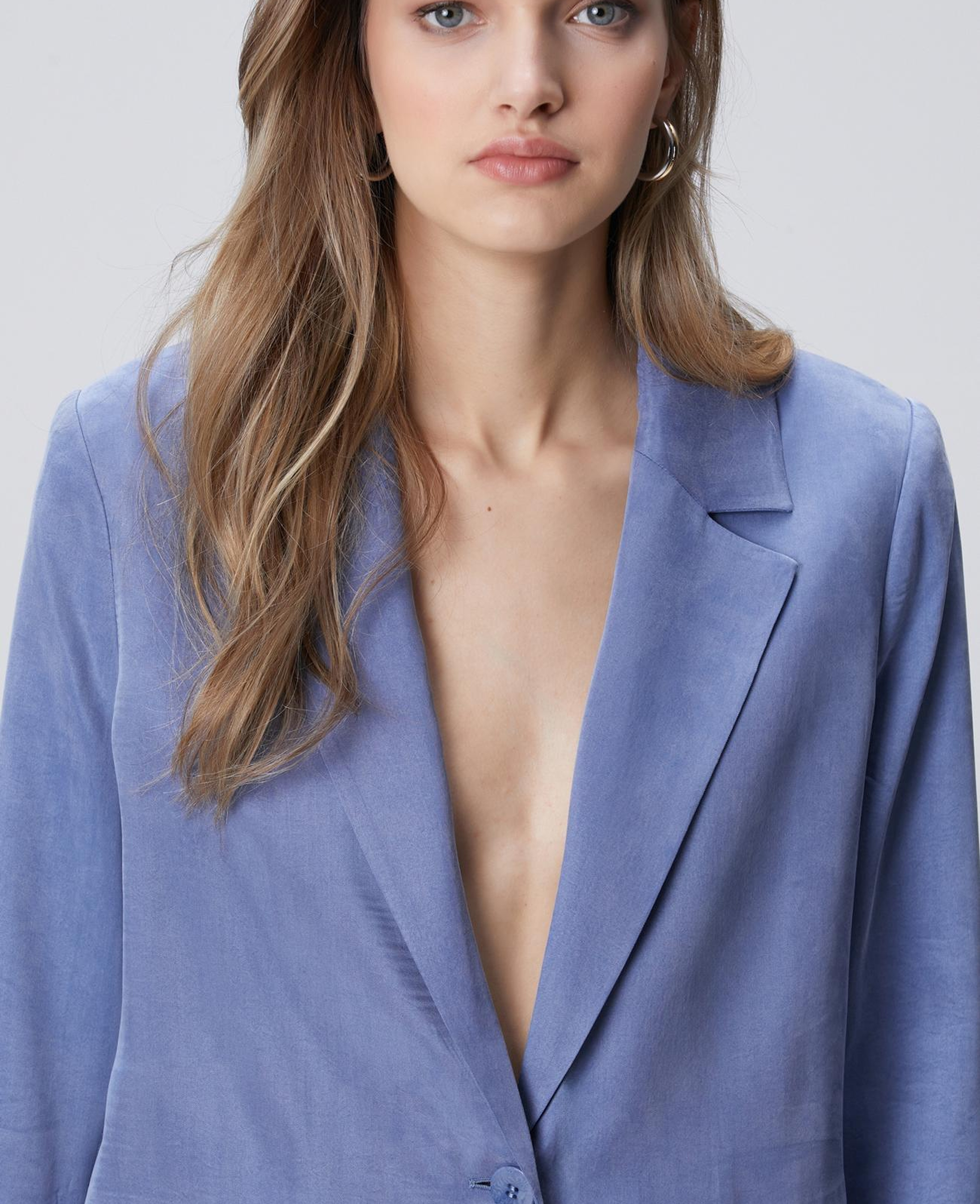 Network Kadın Mavi Cupro Blazer Ceket