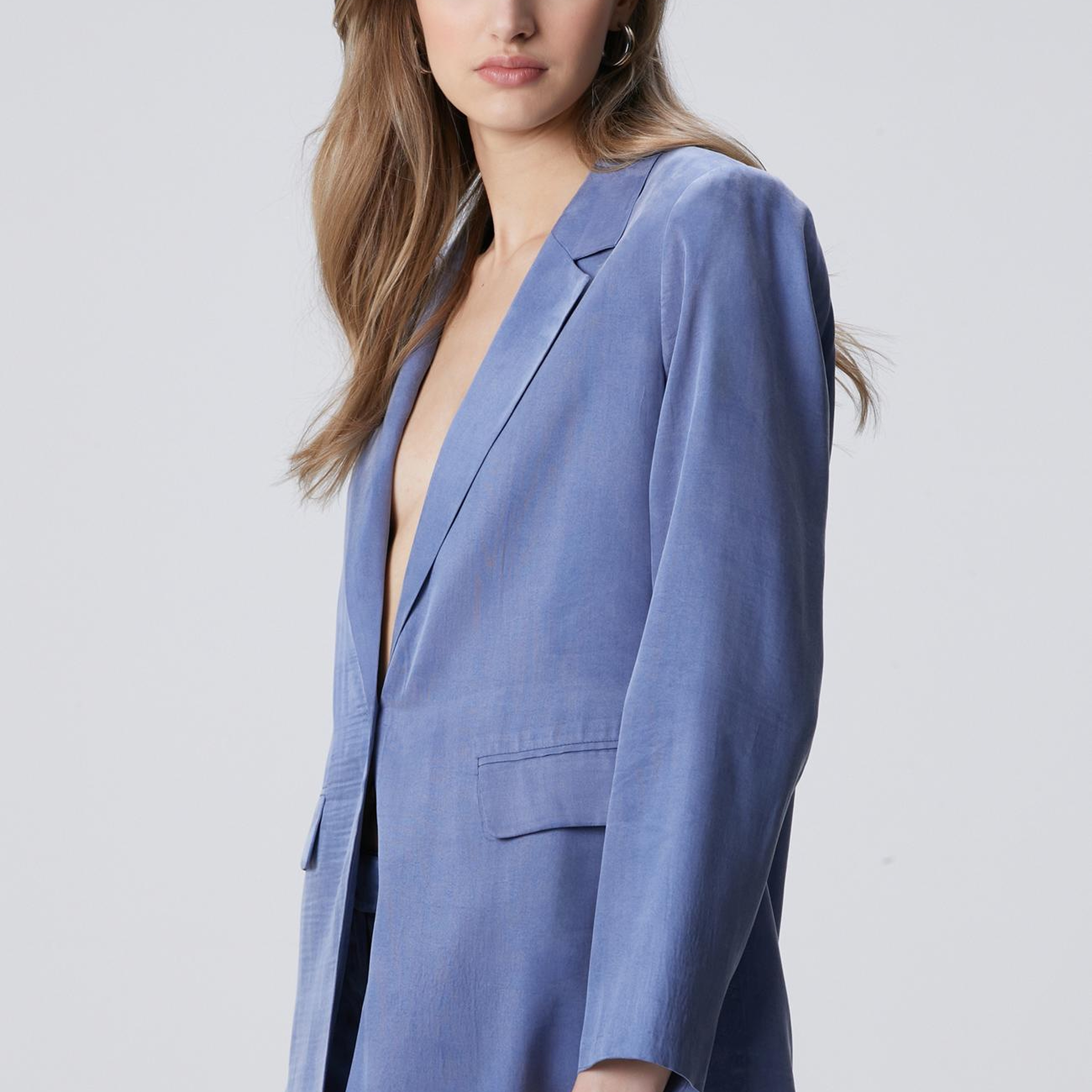 Network Kadın Mavi Cupro Blazer Ceket
