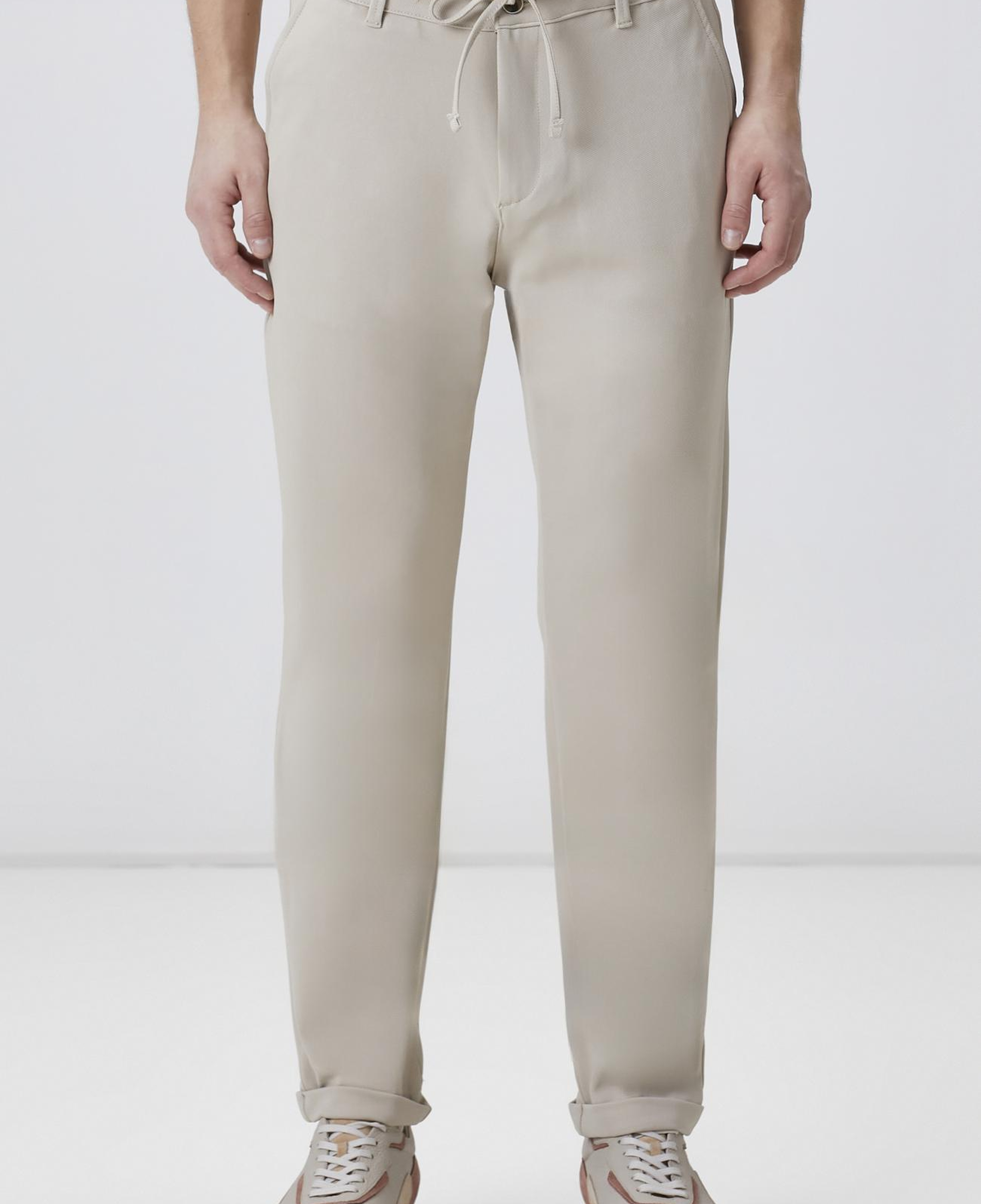 Network Erkek Bej Duble Paça Diyagonal Örme Jogger Pantolon
