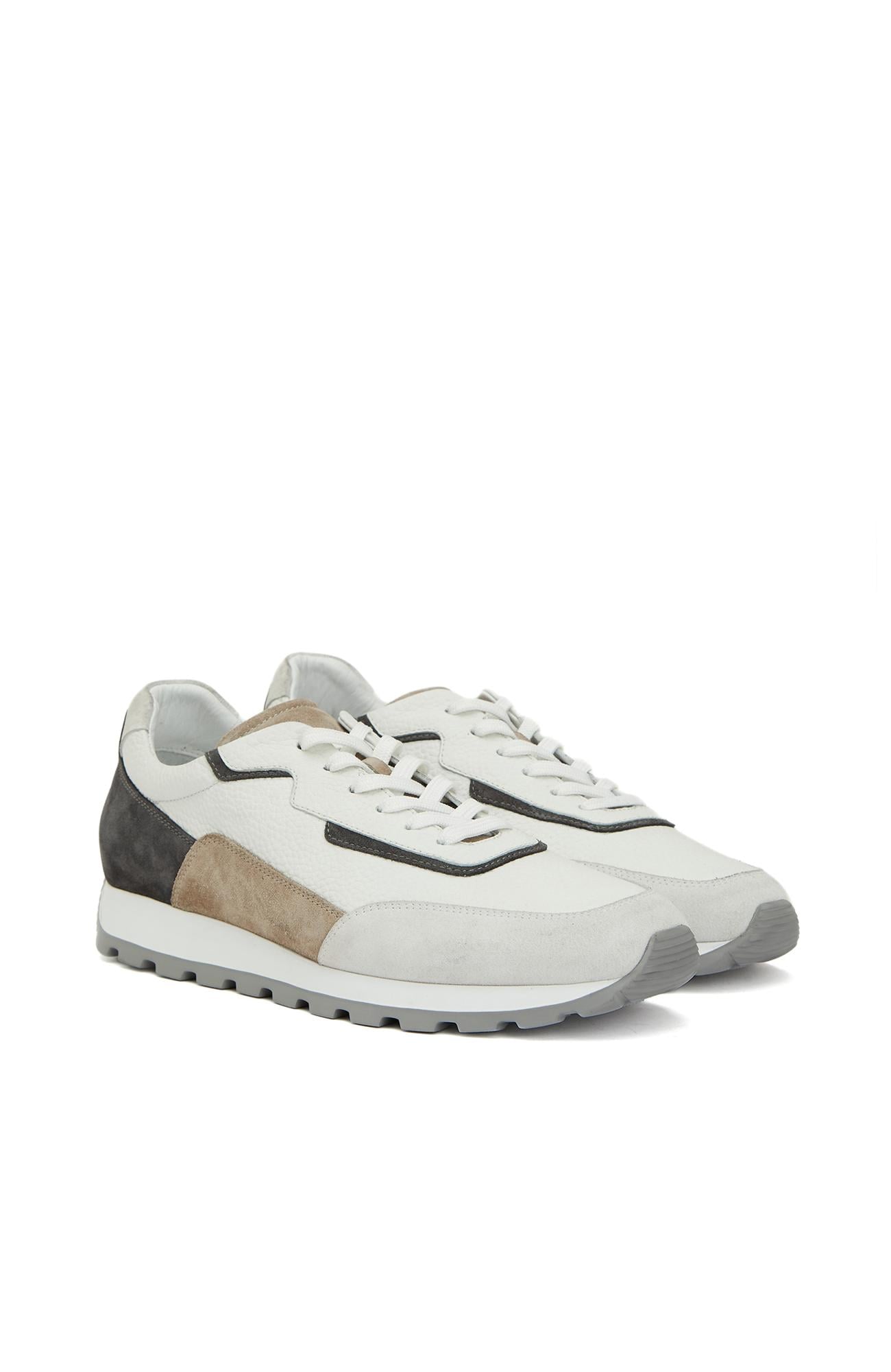 Network Erkek Beyaz Gri Süet Garnili Sneaker