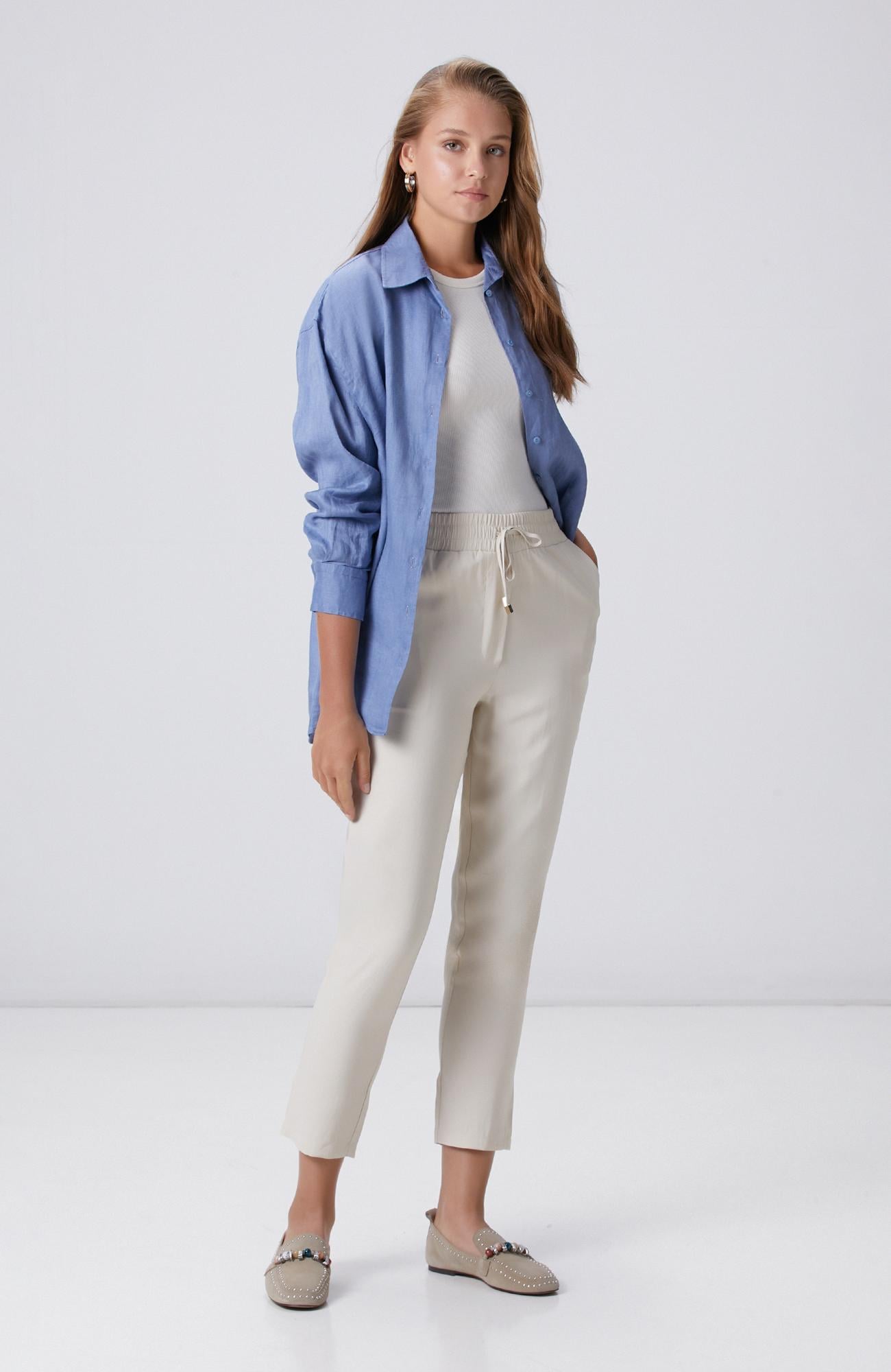 Network Kadın Bej Diyagonal Basic Jogger Pantolon