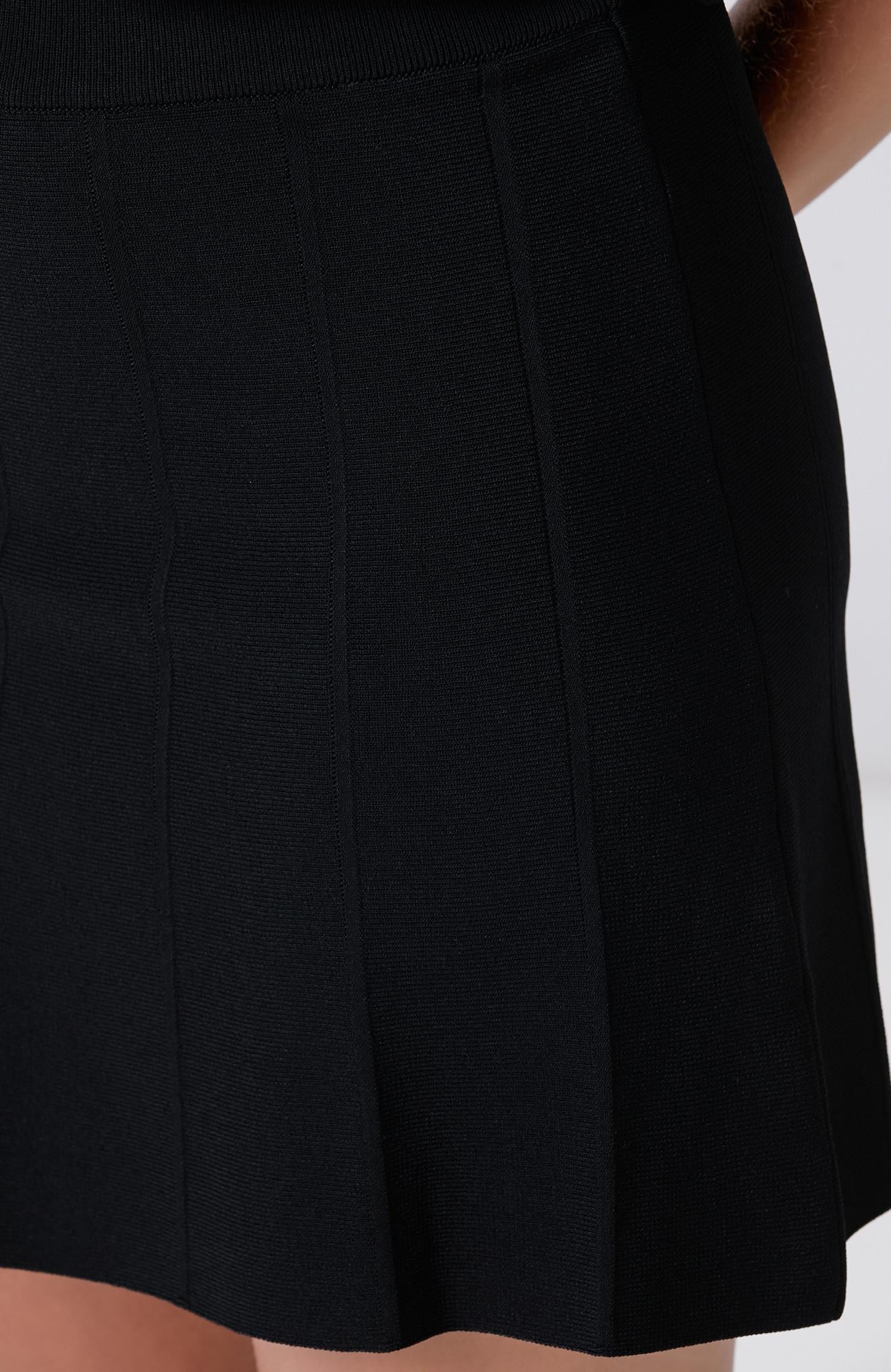 Network Kadın Siyah Jakar Detaylı Mini Rayon Etek