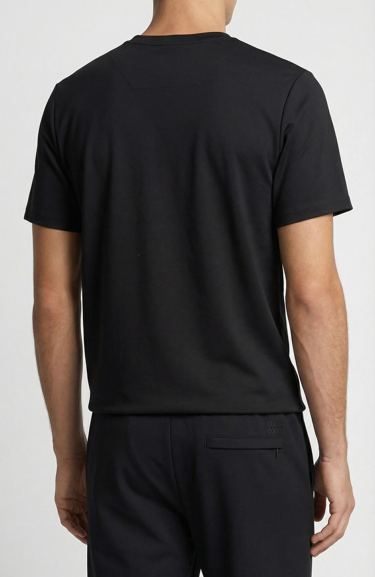 Network Erkek Siyah Bisiklet Yaka Pike Desenli Basic T-shirt