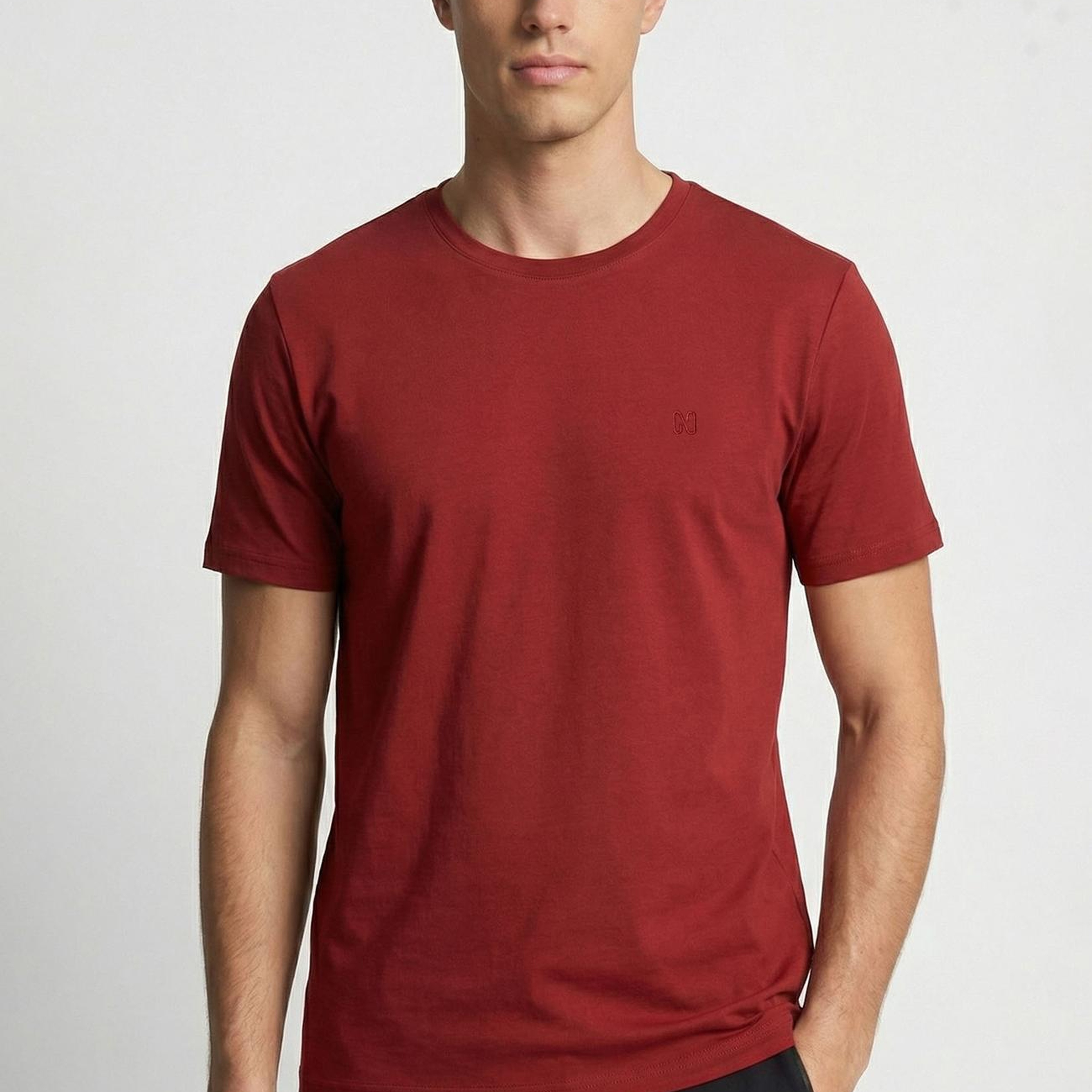Network Erkek Bordo Bisiklet Yaka Pike Desen Basic T-shirt