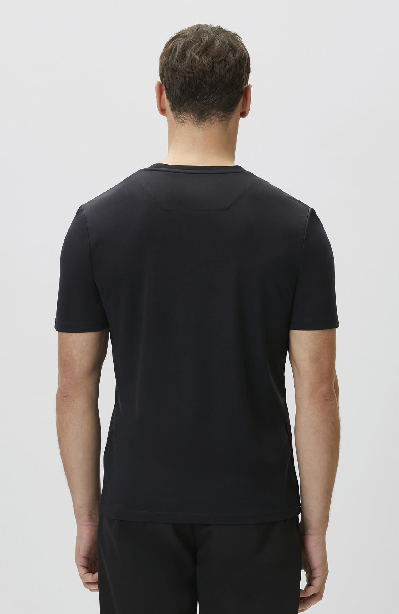 Network Erkek Lacivert Pike Desenli Basic T-shirt