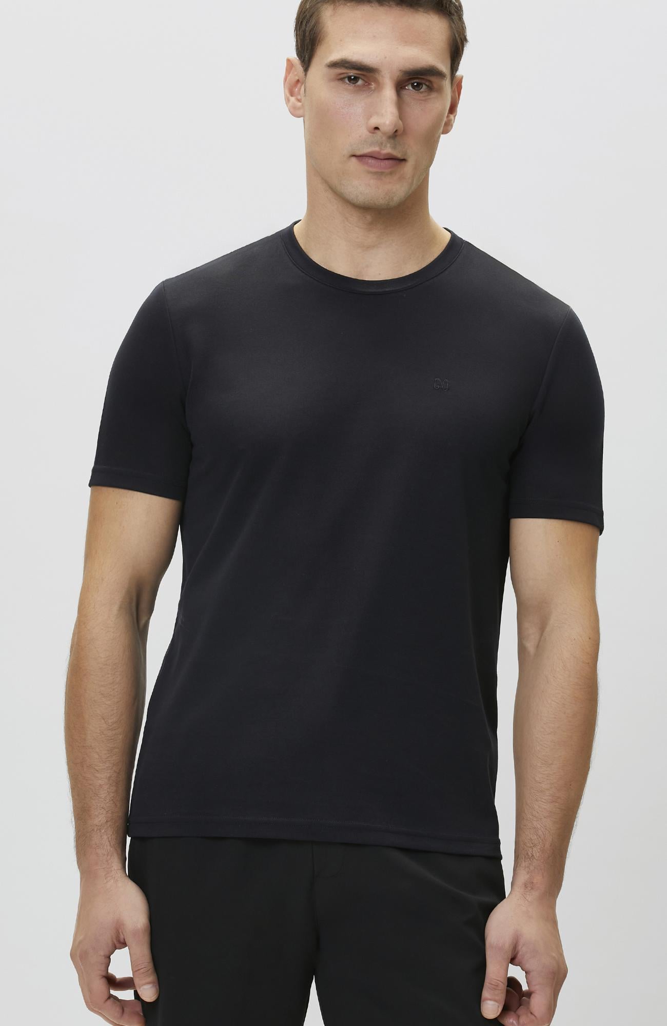 Network Erkek Lacivert Pike Desenli Basic T-shirt