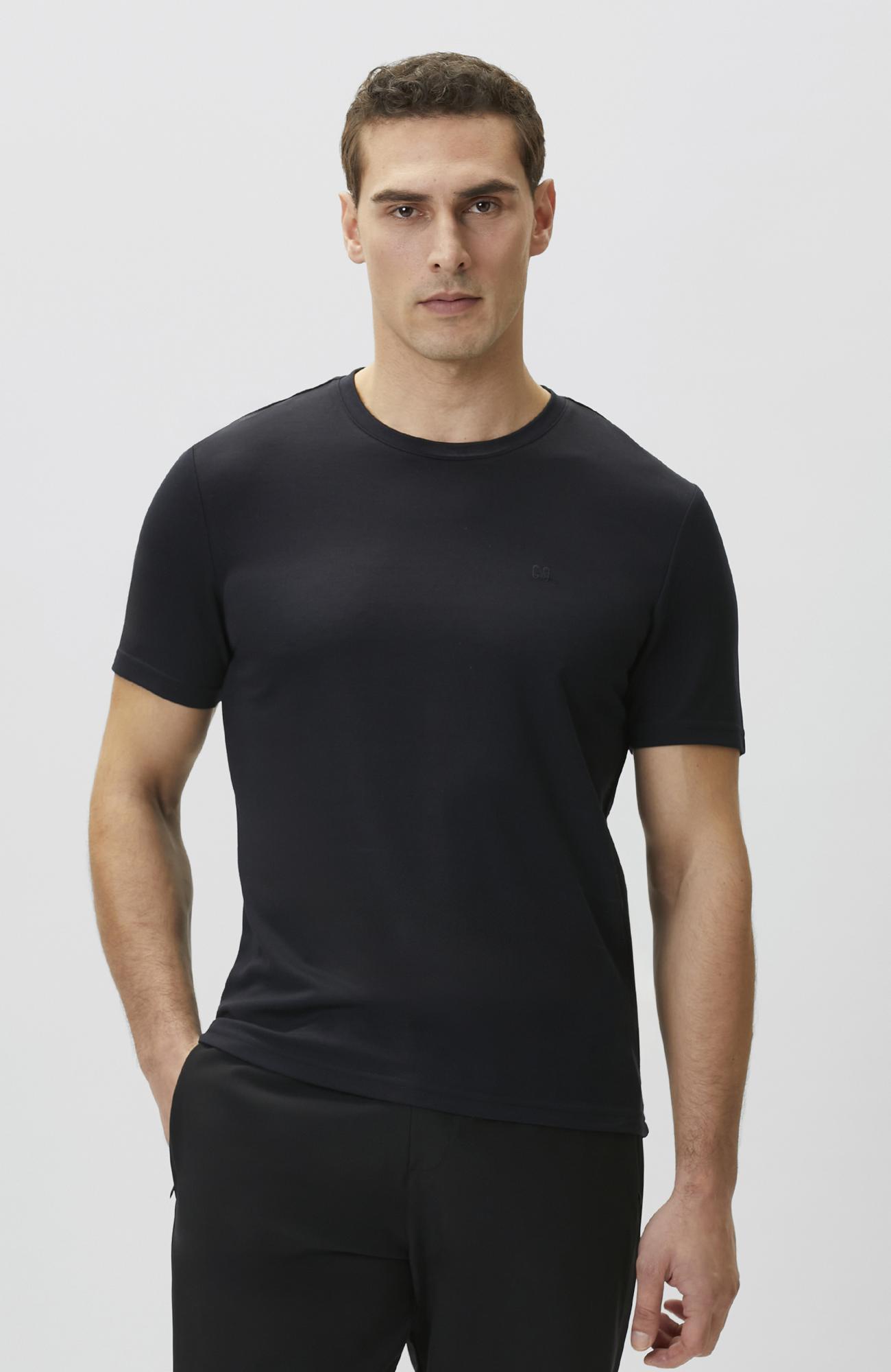 Network Erkek Lacivert Pike Desenli Basic T-shirt
