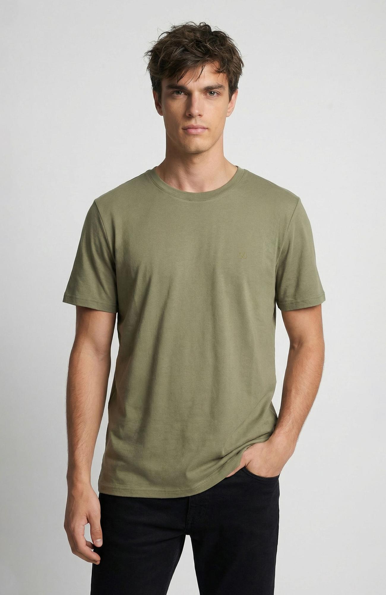 Network Erkek Haki Pike Desen Basic T-shirt