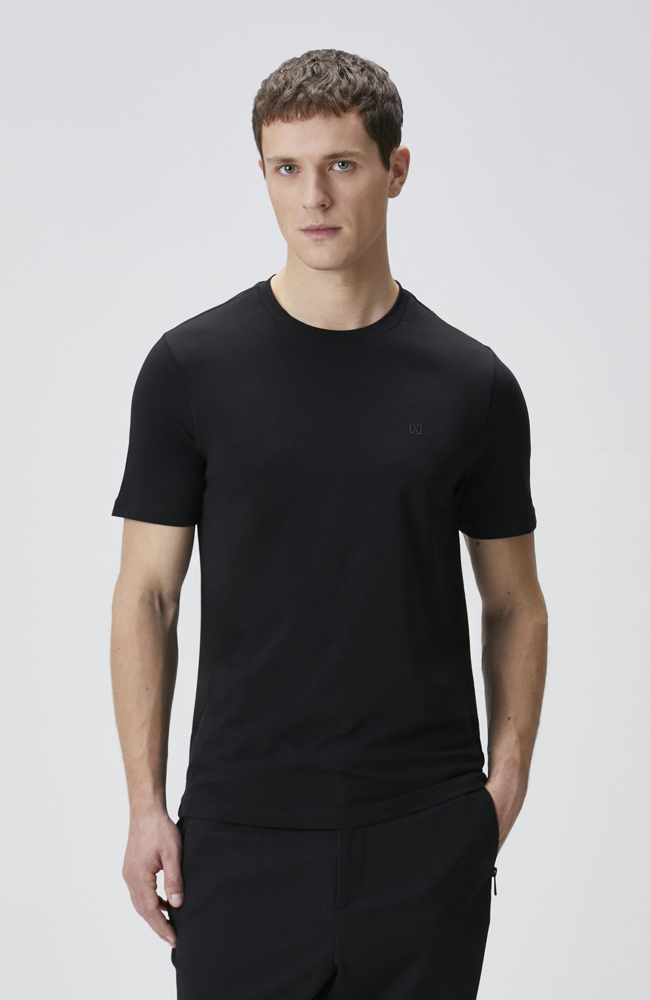 Network Erkek Siyah Kısa Kol Basic T-shirt