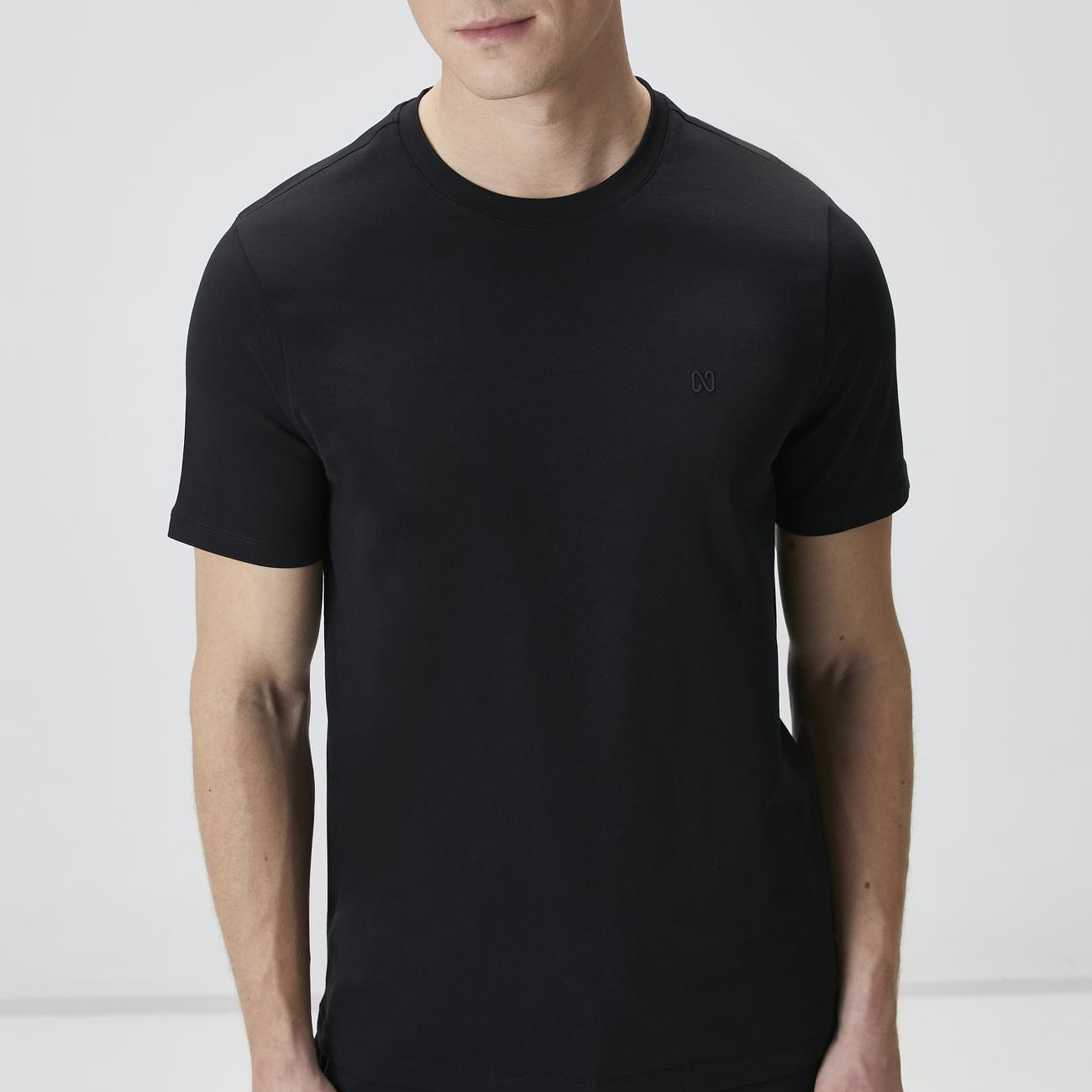 Network Erkek Siyah Kısa Kol Basic T-shirt