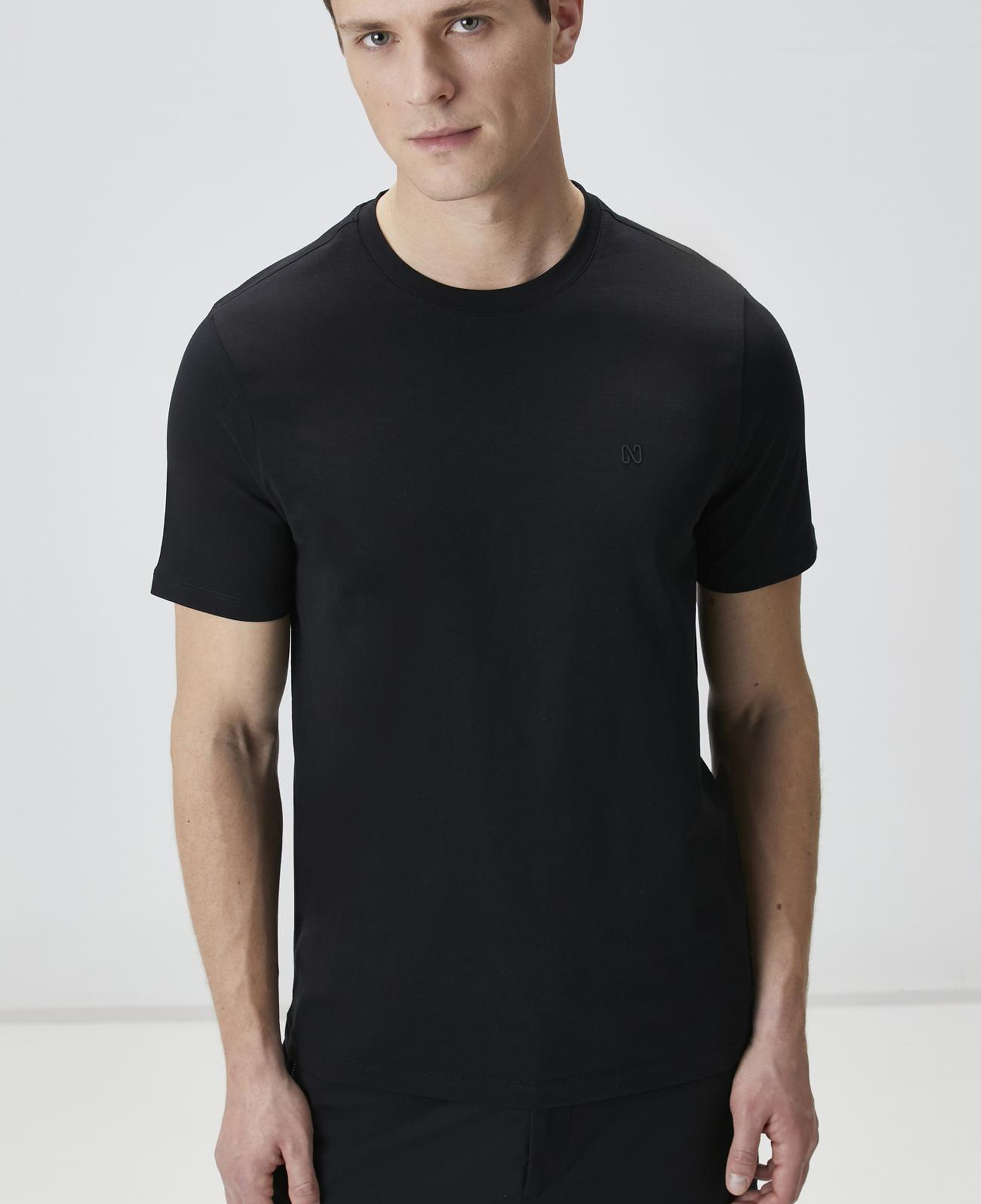 Network Erkek Siyah Kısa Kol Basic T-shirt