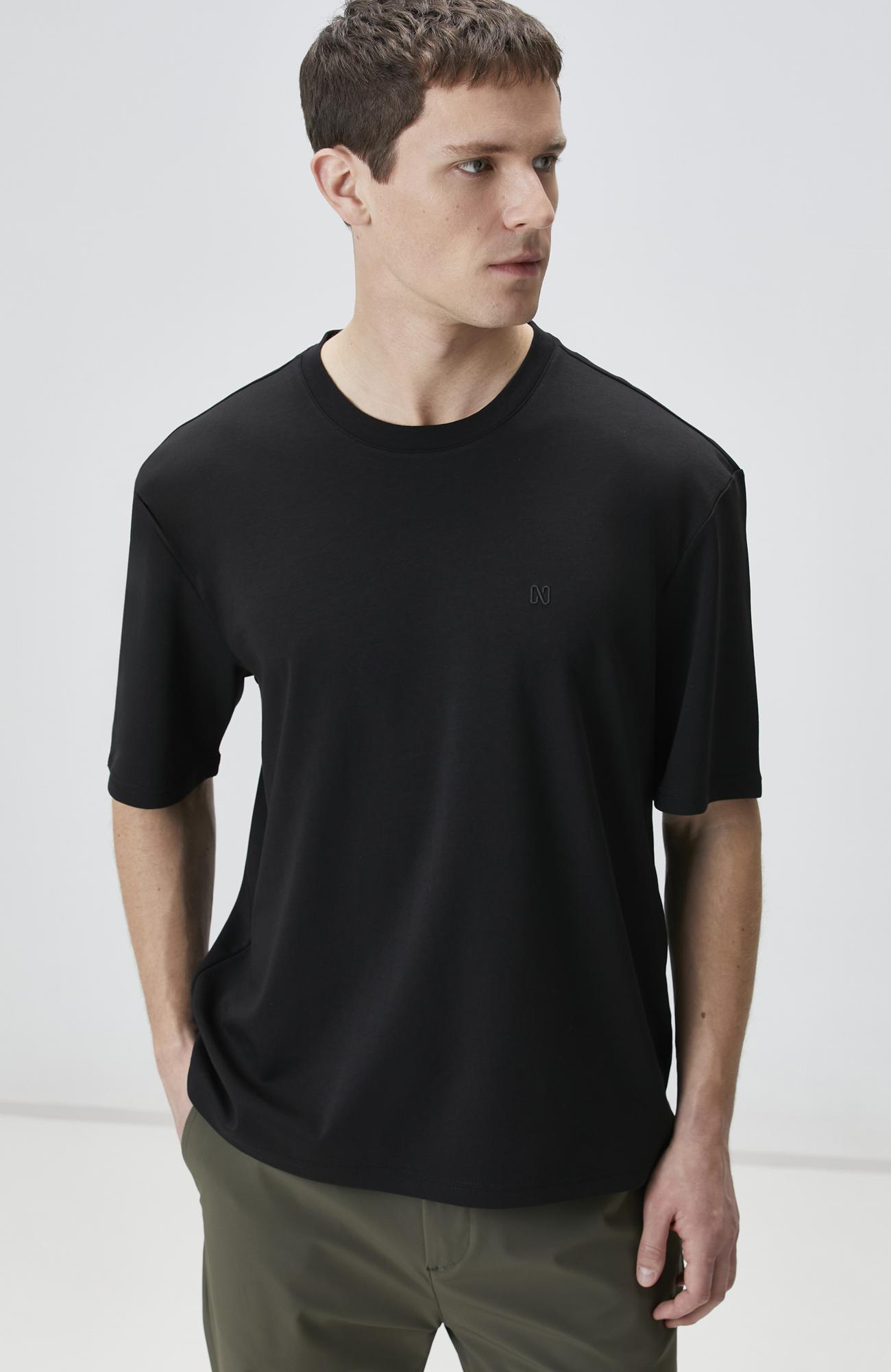 Network Erkek Comfort Fit Siyah Bisiklet Yaka T-shirt
