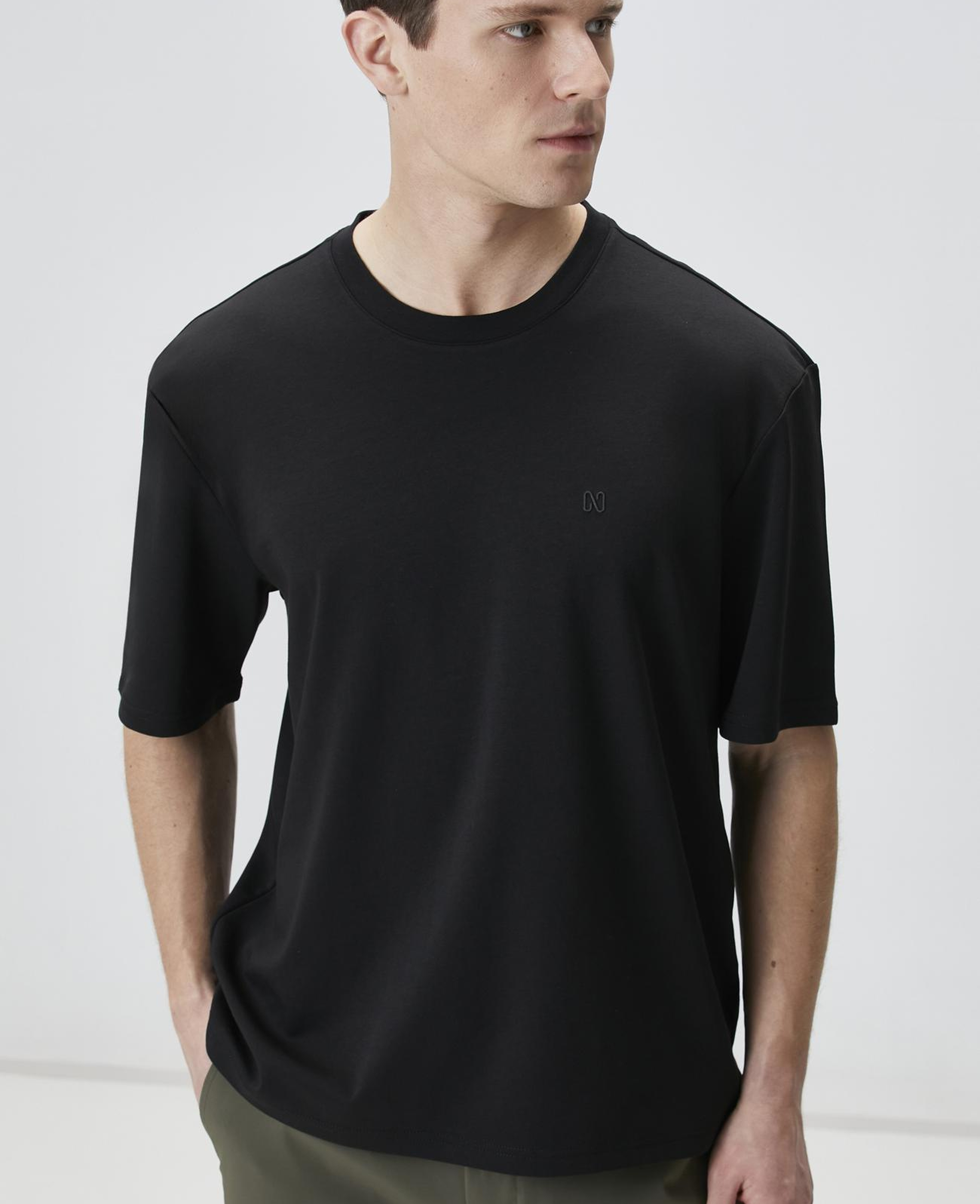 Network Erkek Comfort Fit Siyah Bisiklet Yaka T-shirt