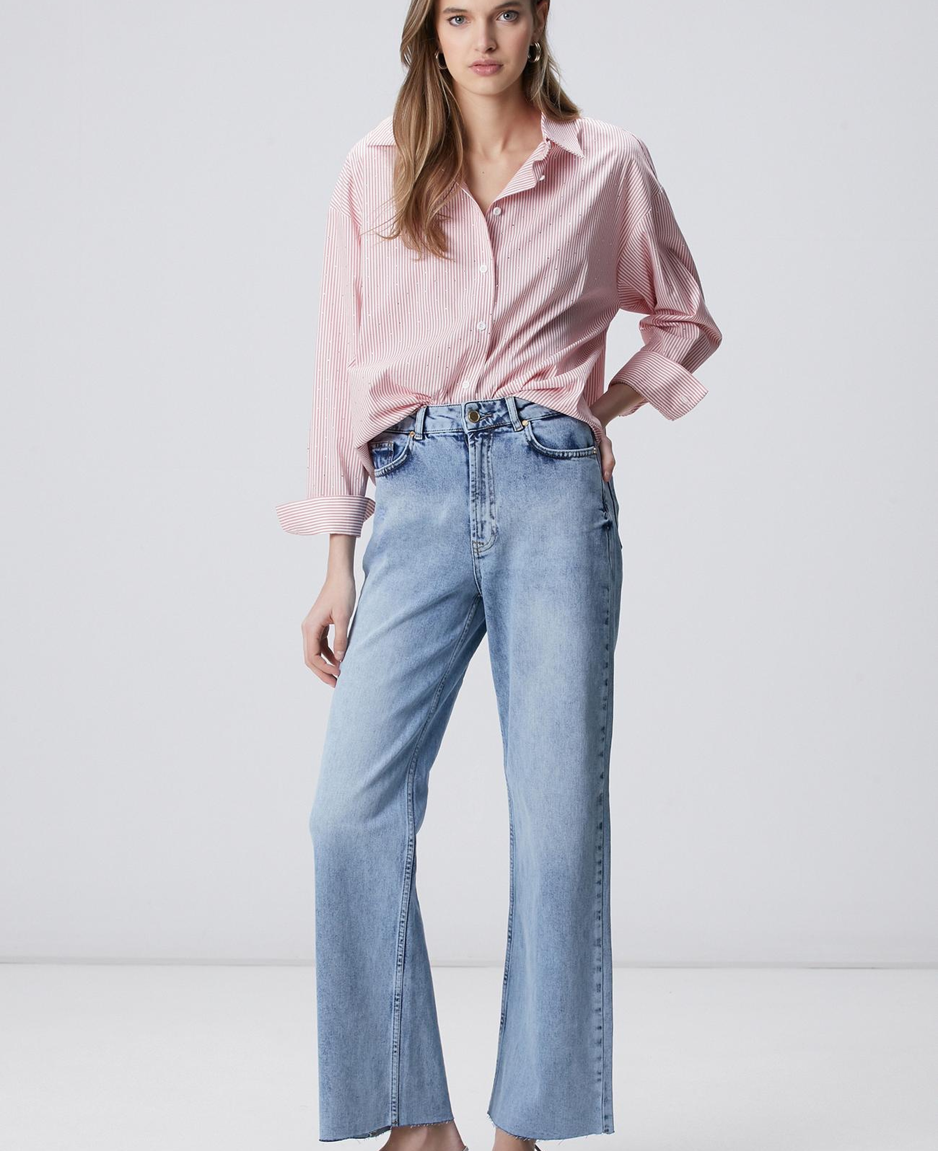 Network Kadın Açık Mavi Wide Leg Kesik Paça Denim Pantolon