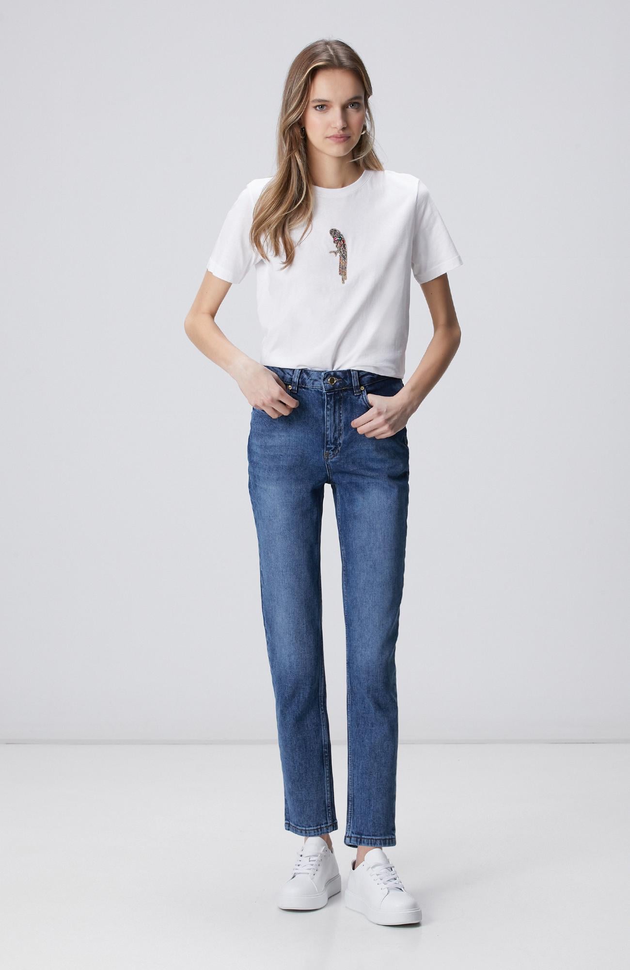 Network Kadın Mom Fit Mavi Denim Pantolon