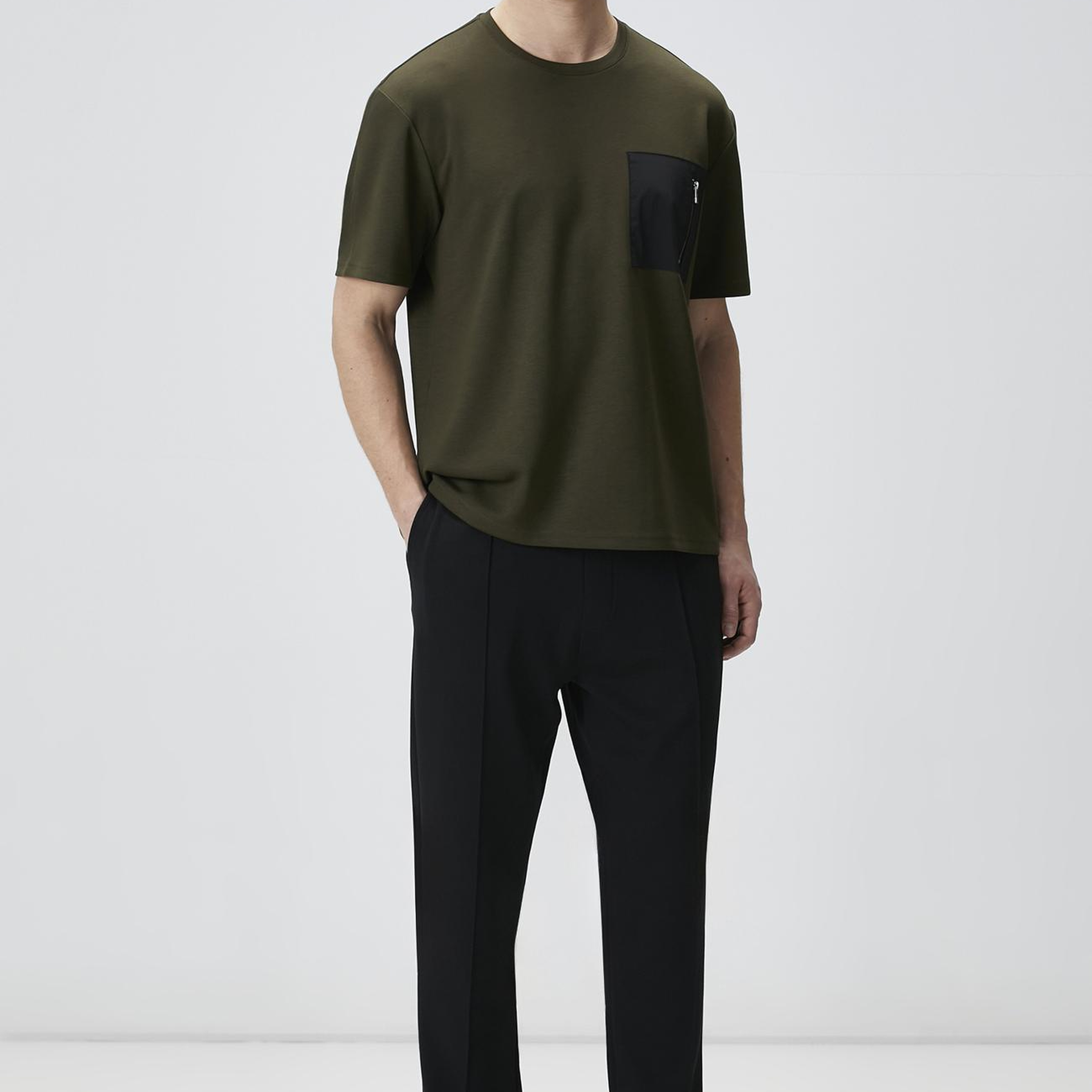Network Erkek Comfort Fit Haki Göğüs Cep Detaylı T-shirt