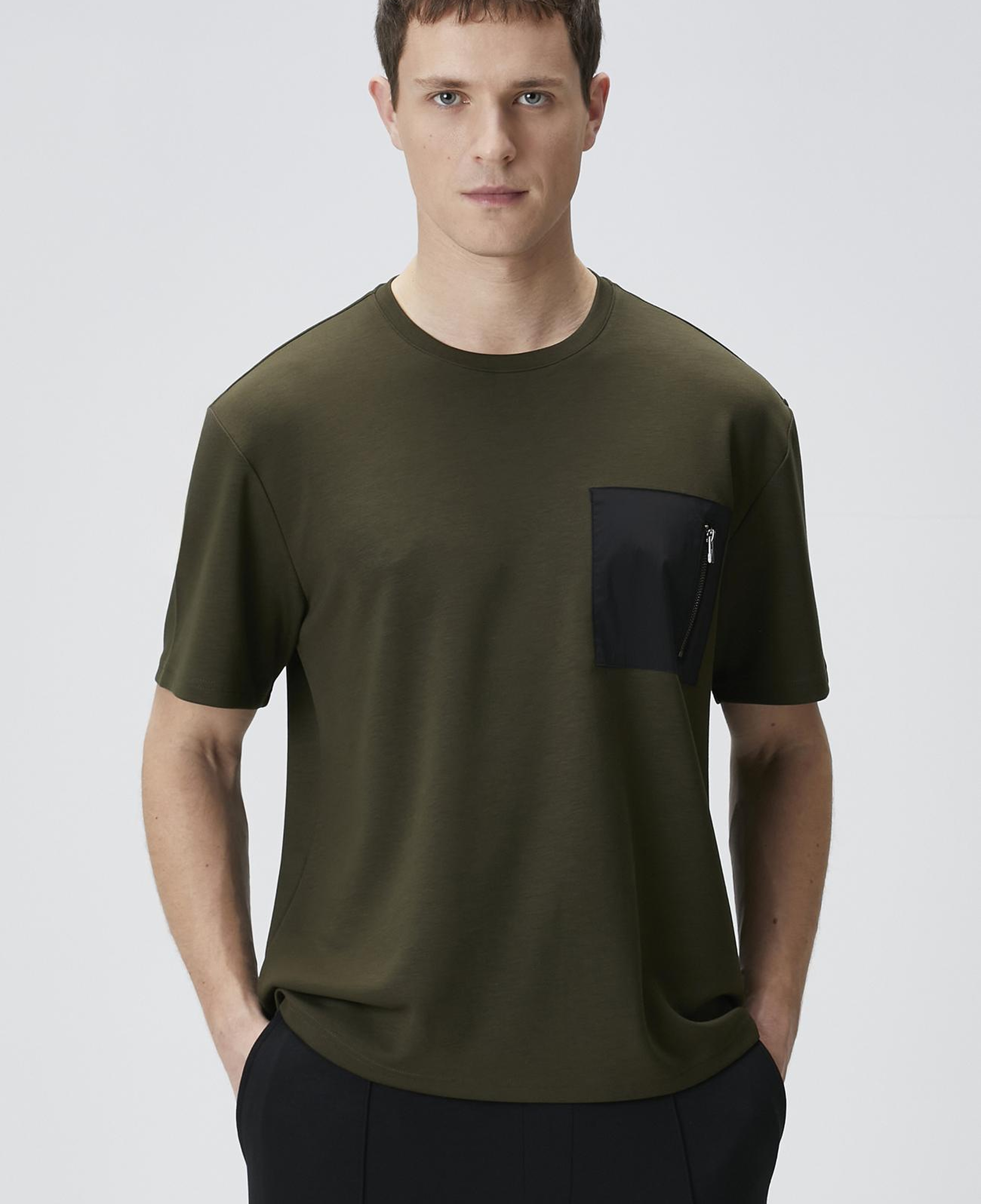 Network Erkek Comfort Fit Haki Göğüs Cep Detaylı T-shirt
