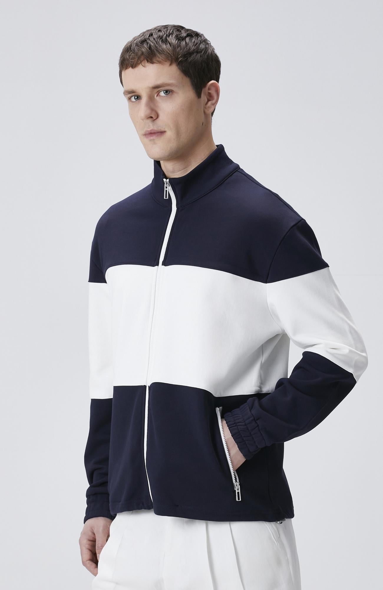 Network Erkek Lacivert Bloklu Sweatshirt