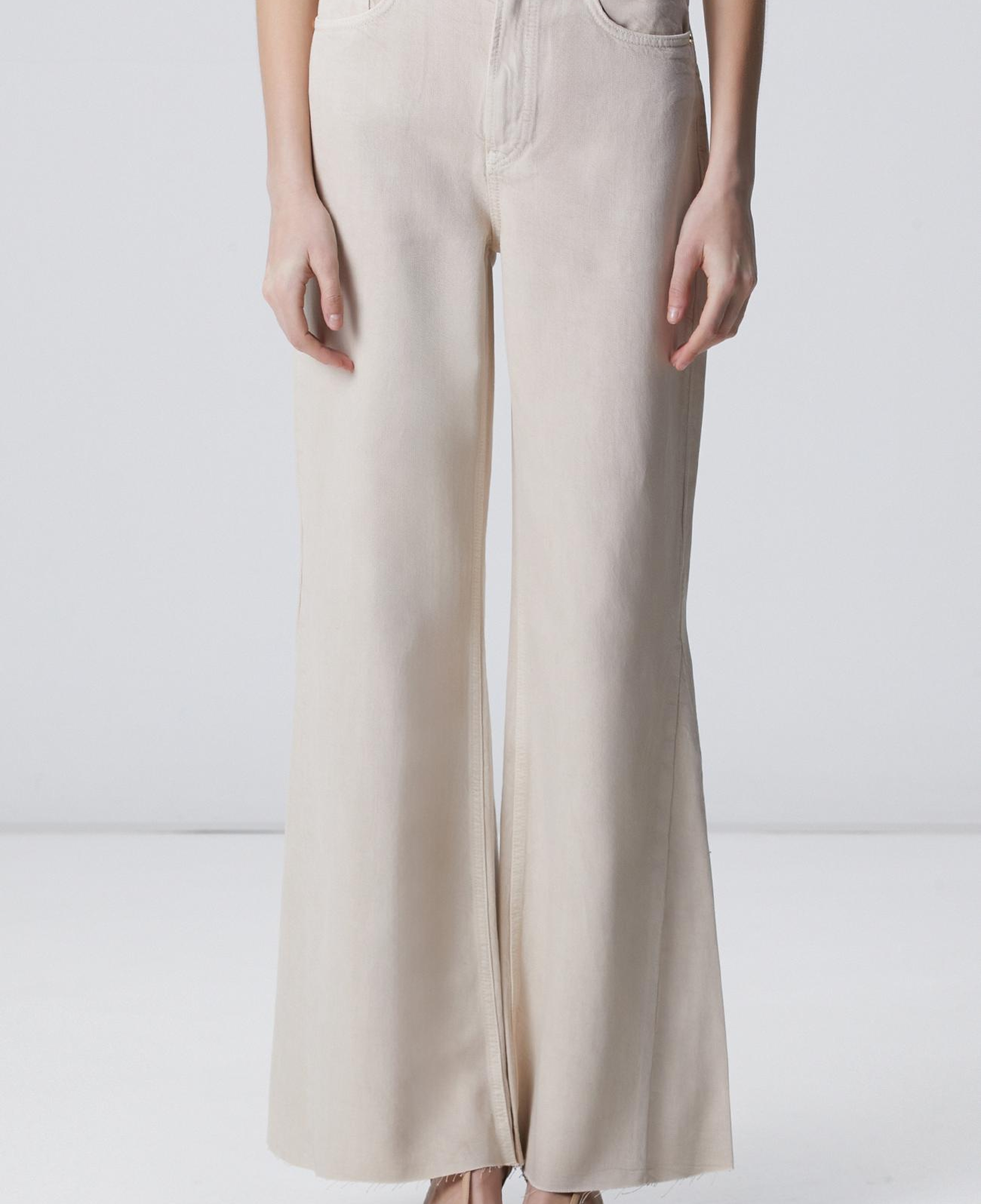 Network Kadın Açık Bej Wide Leg Denim Pantolon
