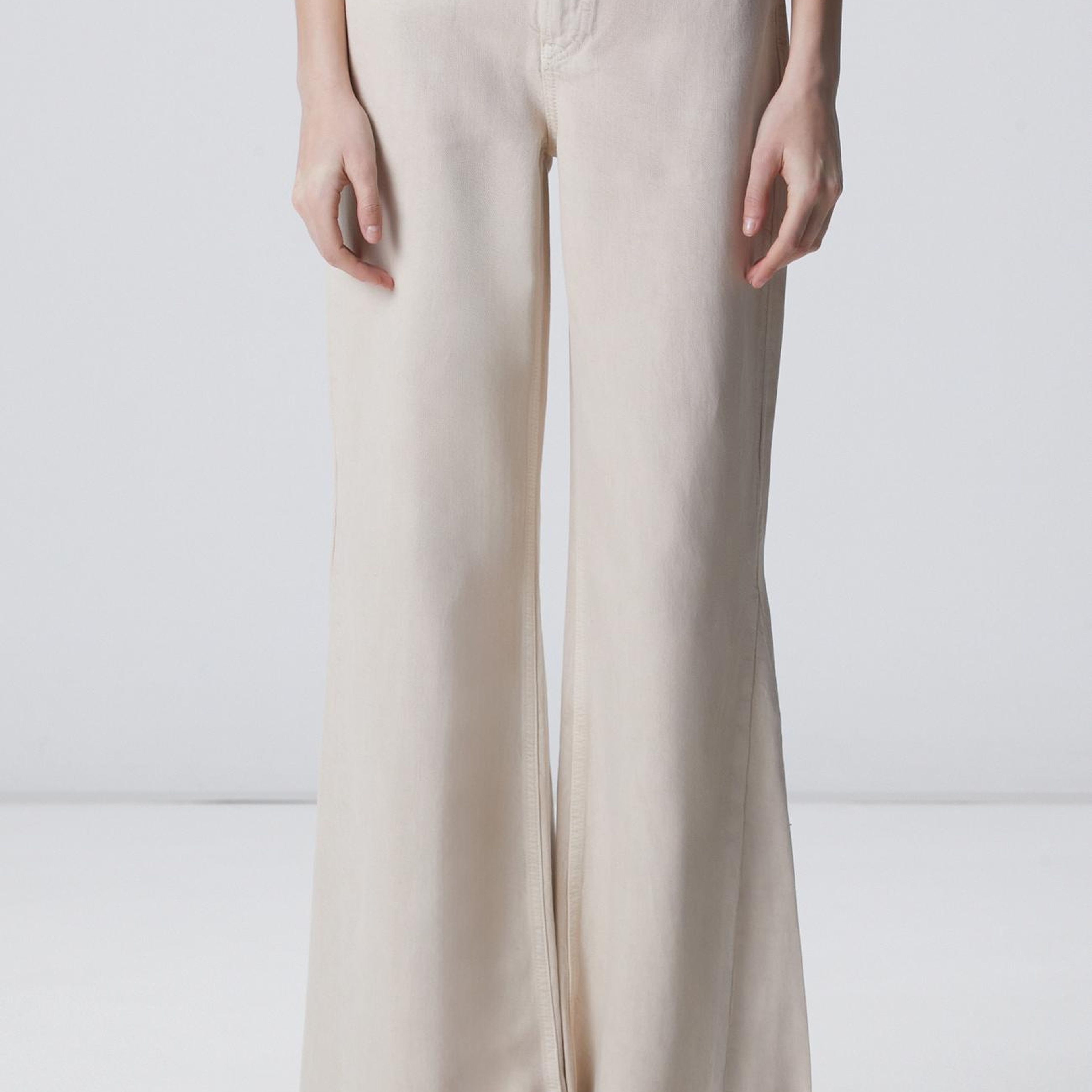 Network Kadın Açık Bej Wide Leg Denim Pantolon