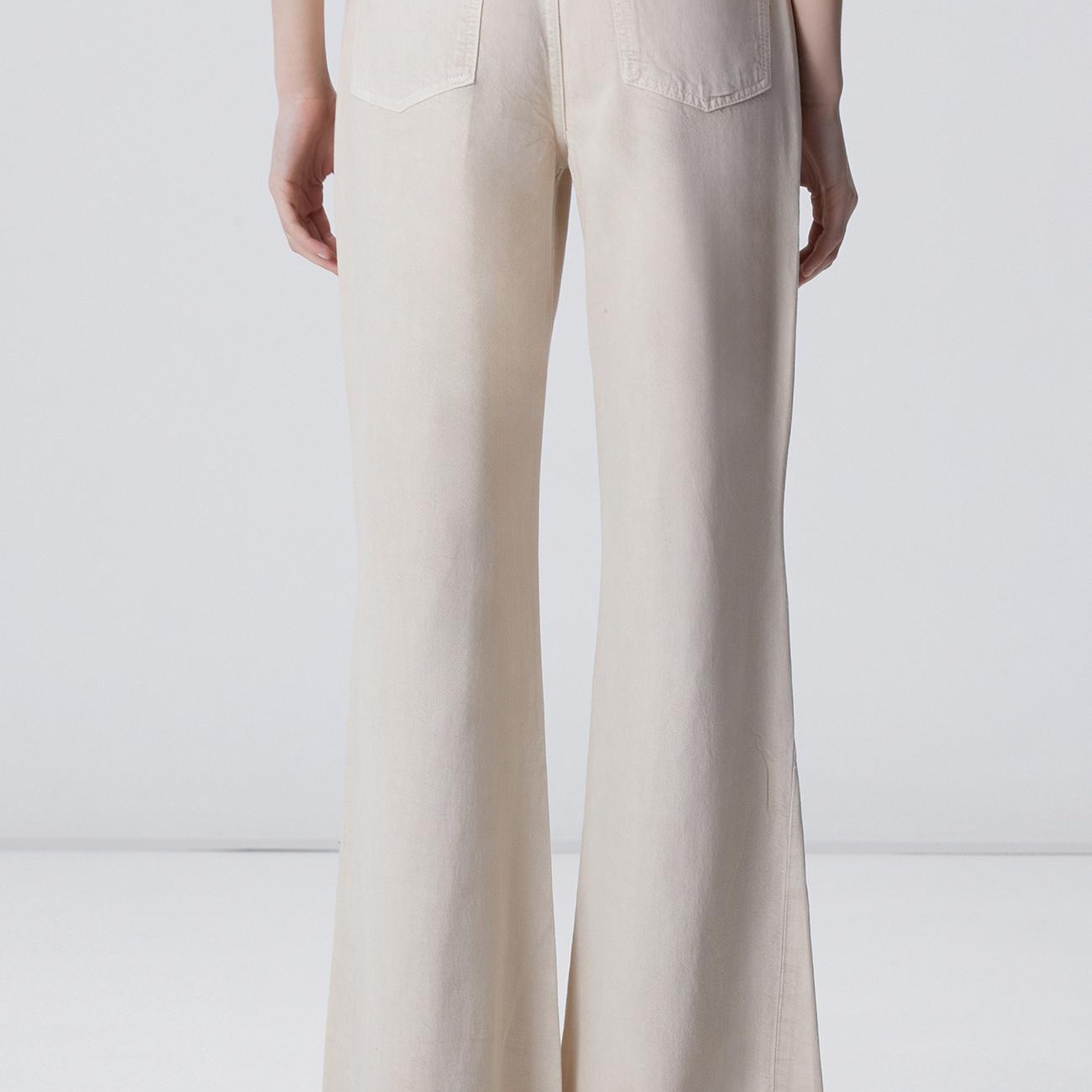 Network Kadın Açık Bej Wide Leg Denim Pantolon