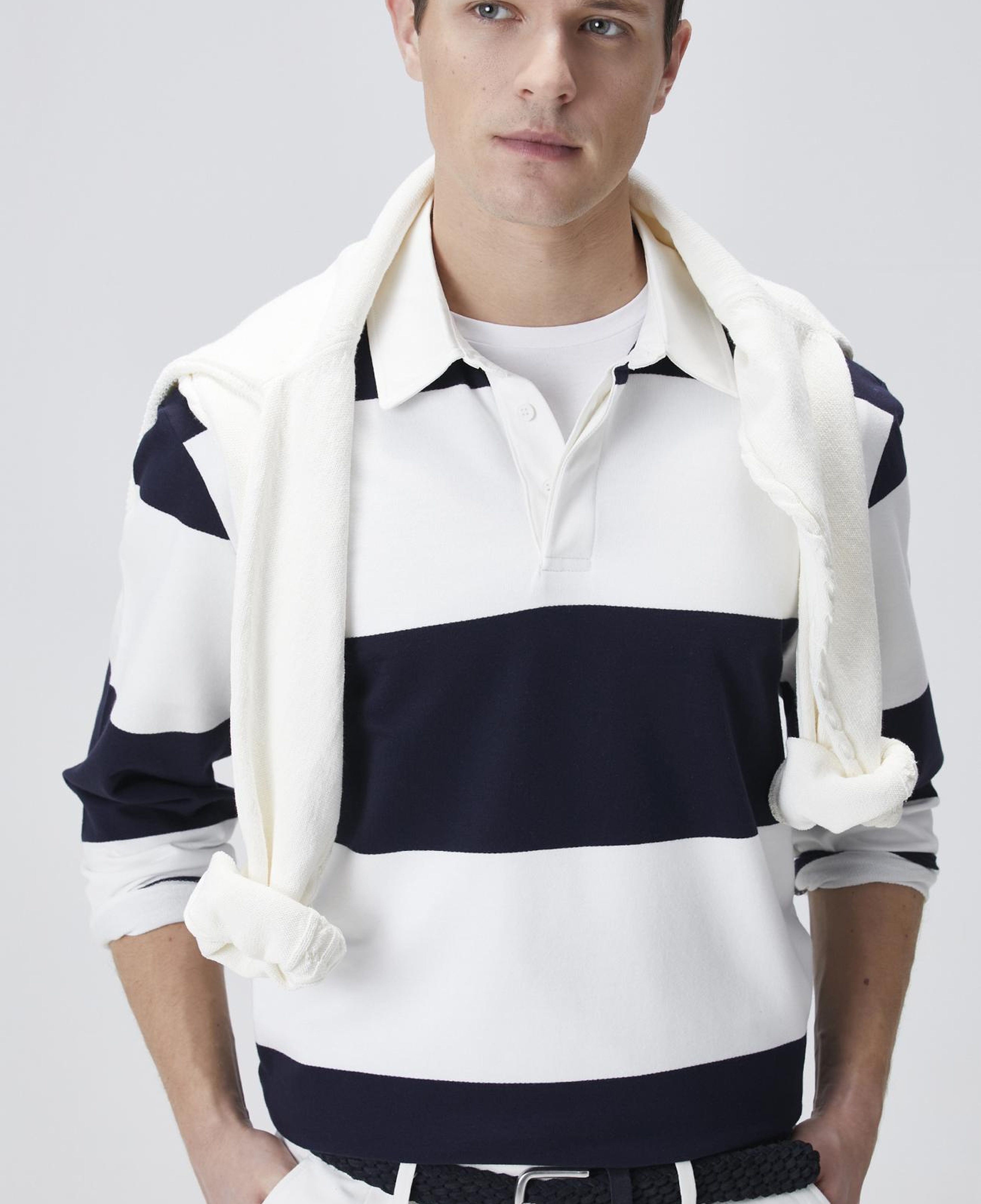 Network Erkek Lacivert Çizgili Polo Yaka T-shirt