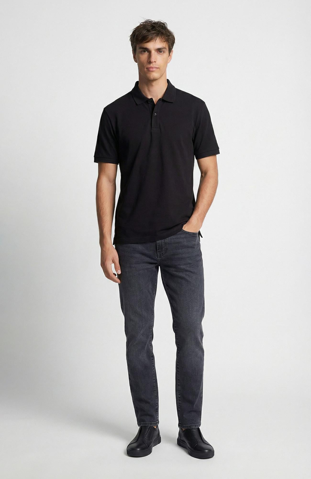 Network Erkek Siyah Polo Yaka Pike T-shirt