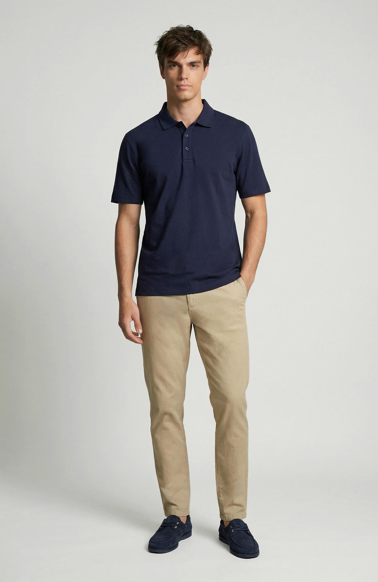 Network Erkek Non-Iron Polo Yaka Lacivert T-shirt