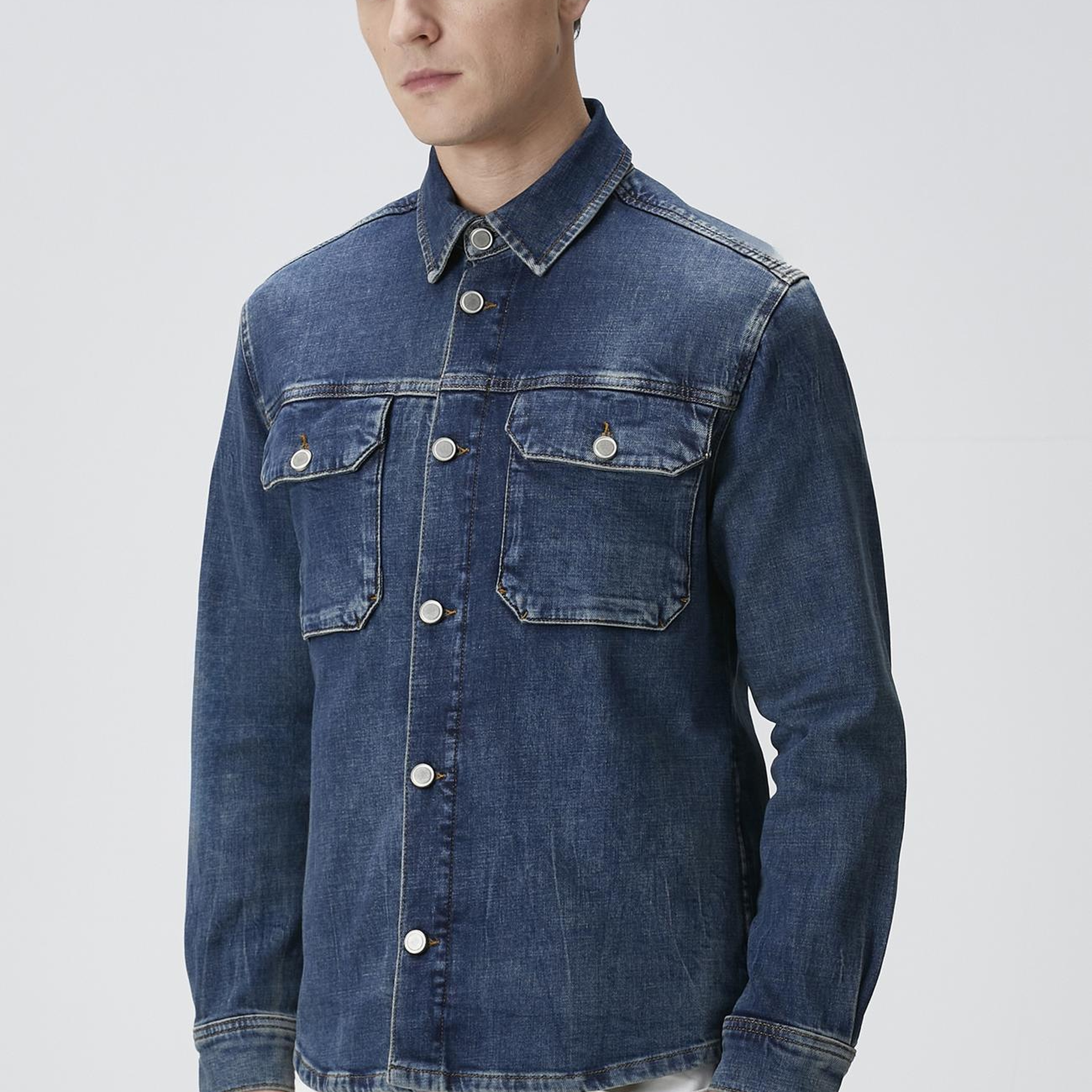Network Erkek Mavi Denim Gömlek