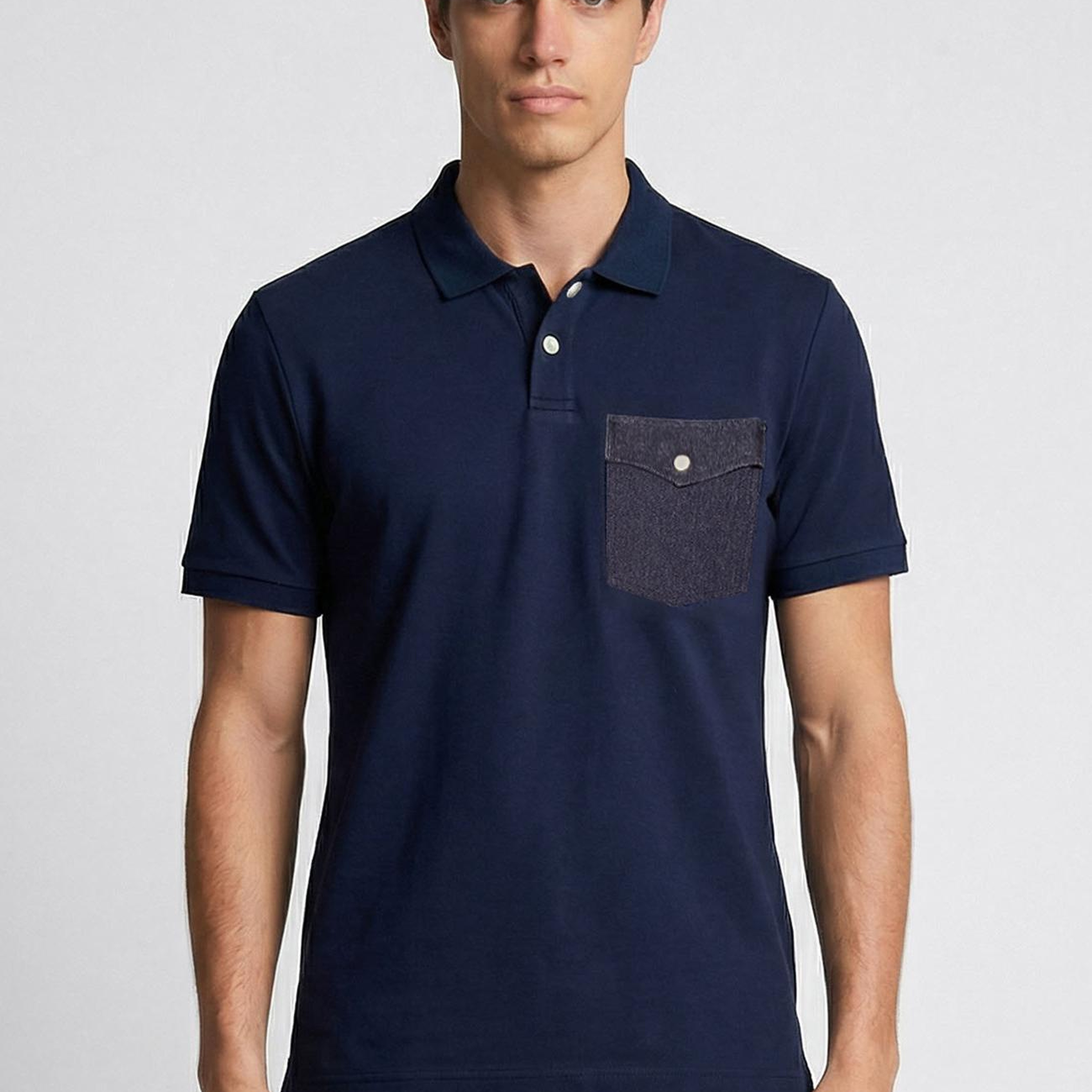 Network Erkek N-Tech Lacivert Polo Yaka Denim Detaylı T-Shirt