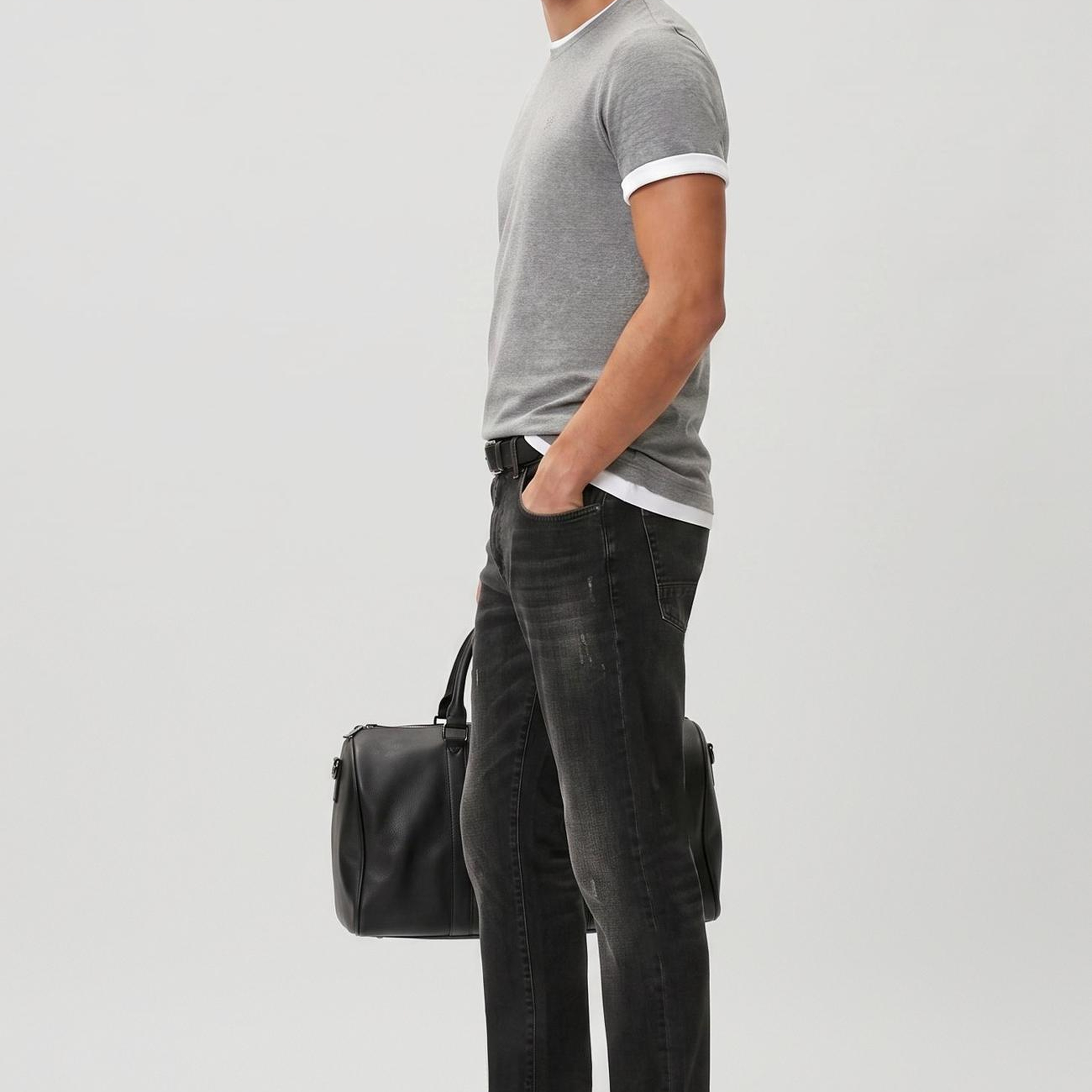 Network Erkek Gri Melanj Basic T-shirt