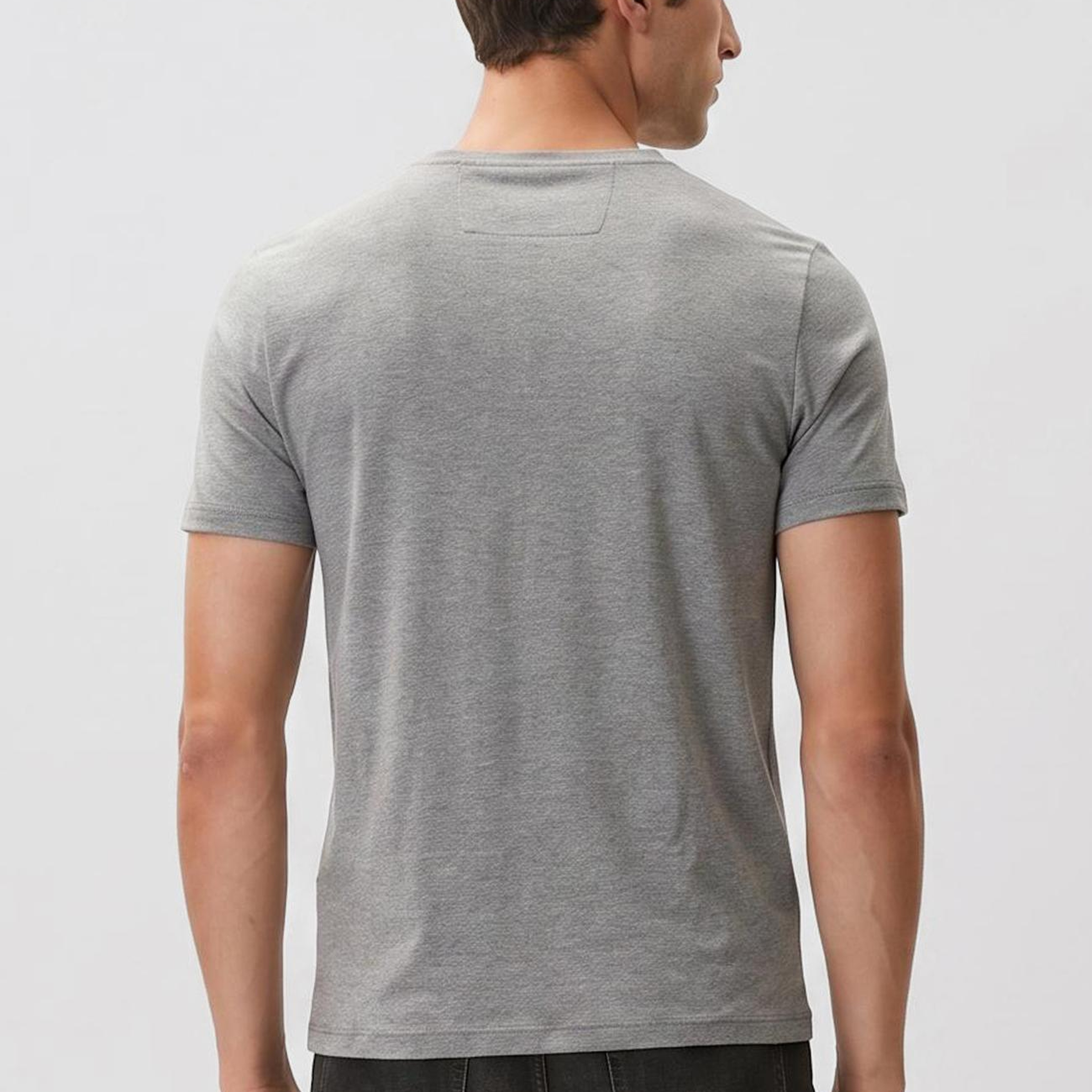 Network Erkek Gri Melanj Basic T-shirt