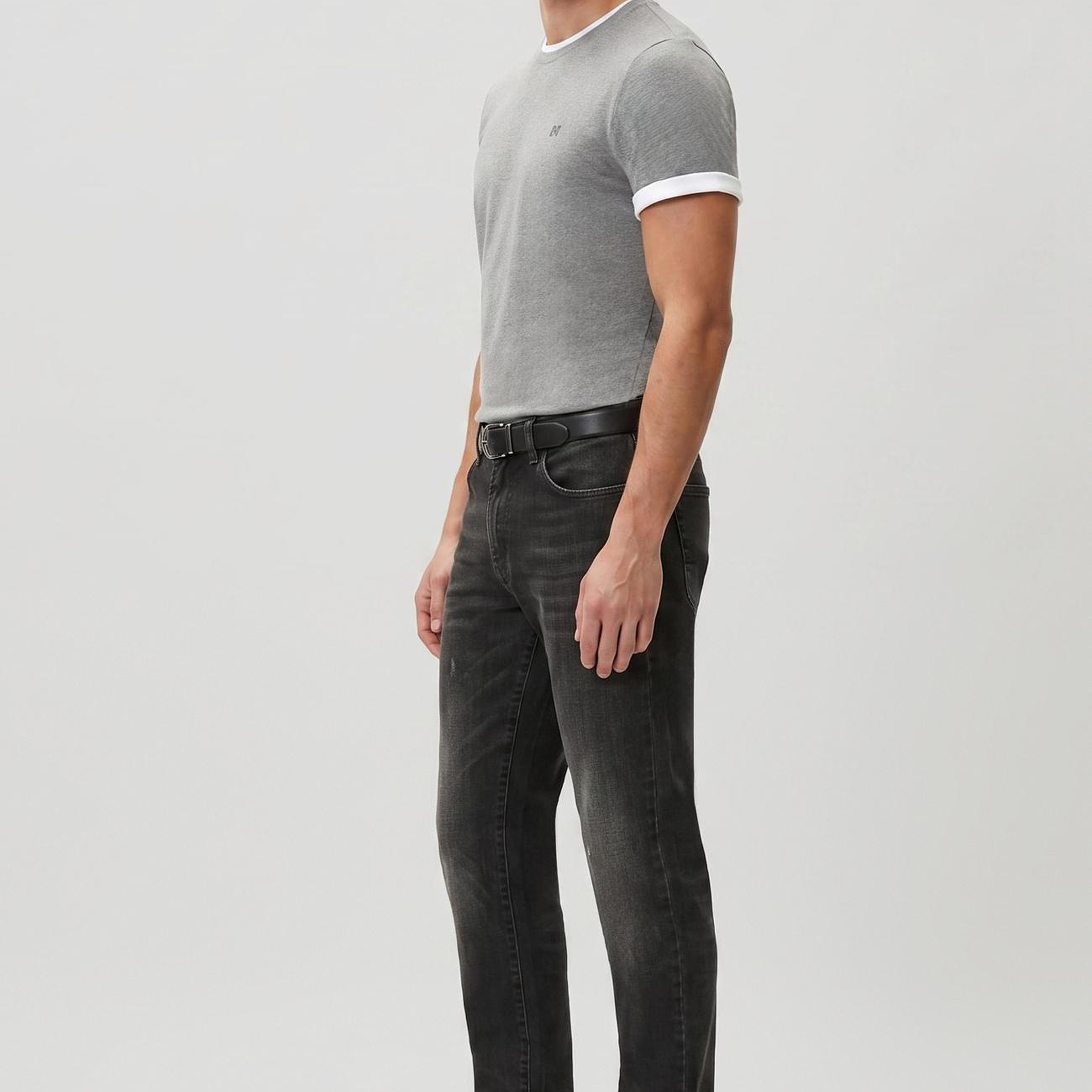 Network Erkek Gri Melanj Basic T-shirt