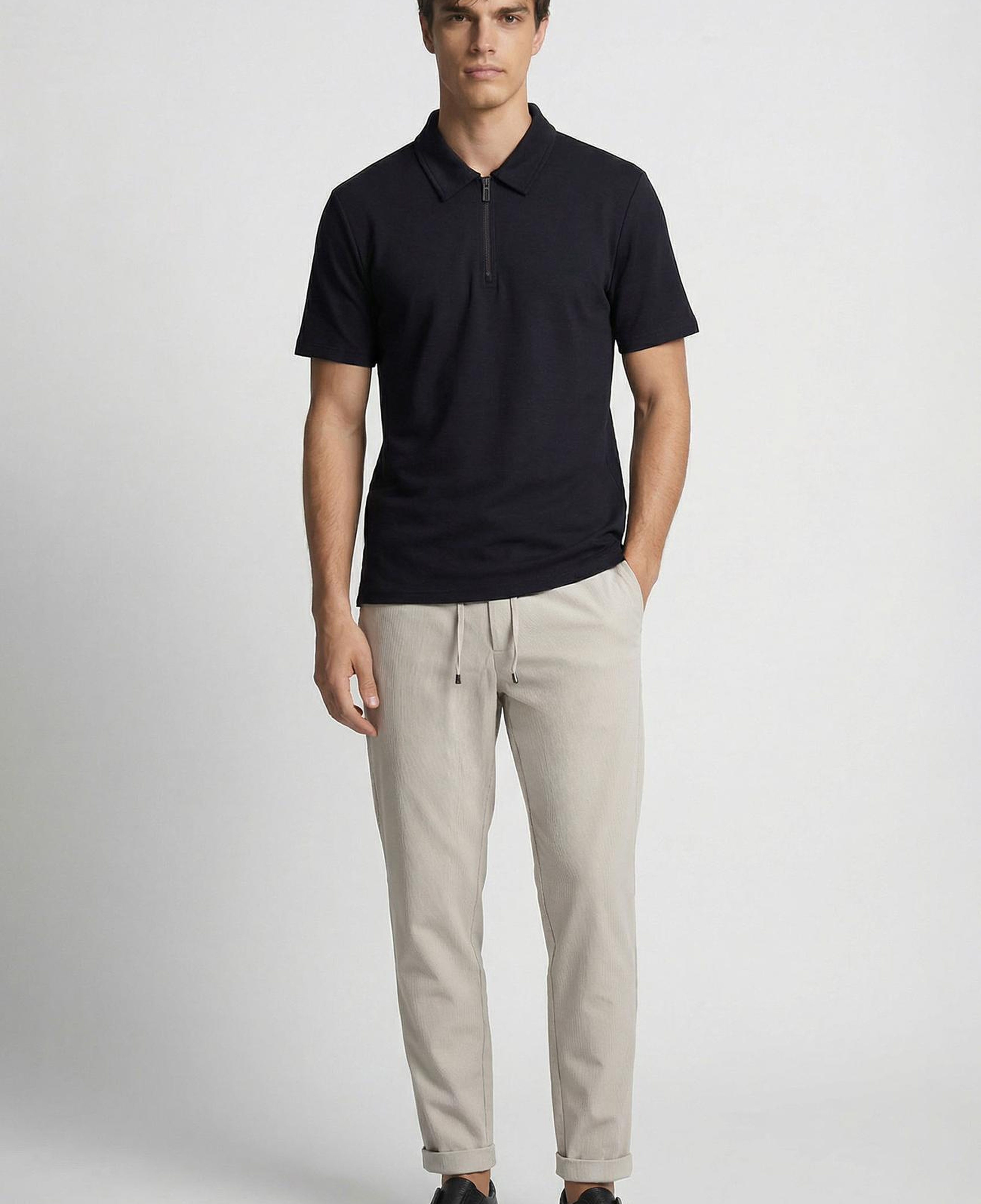 Network Erkek Lacivert Polo Yaka Fermuarlı Sweatshirt