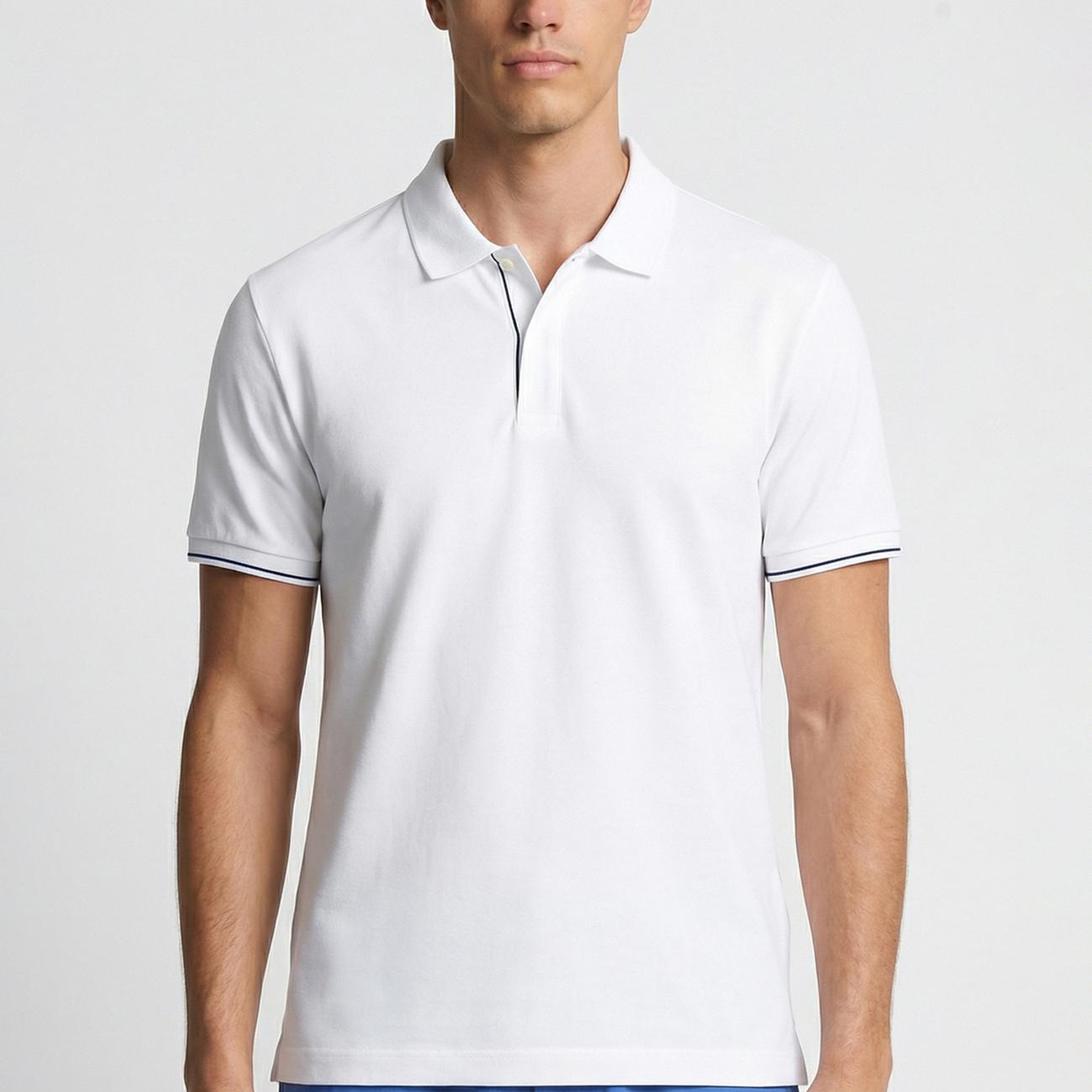 Network Erkek Beyaz Polo Yaka Pike T-shirt