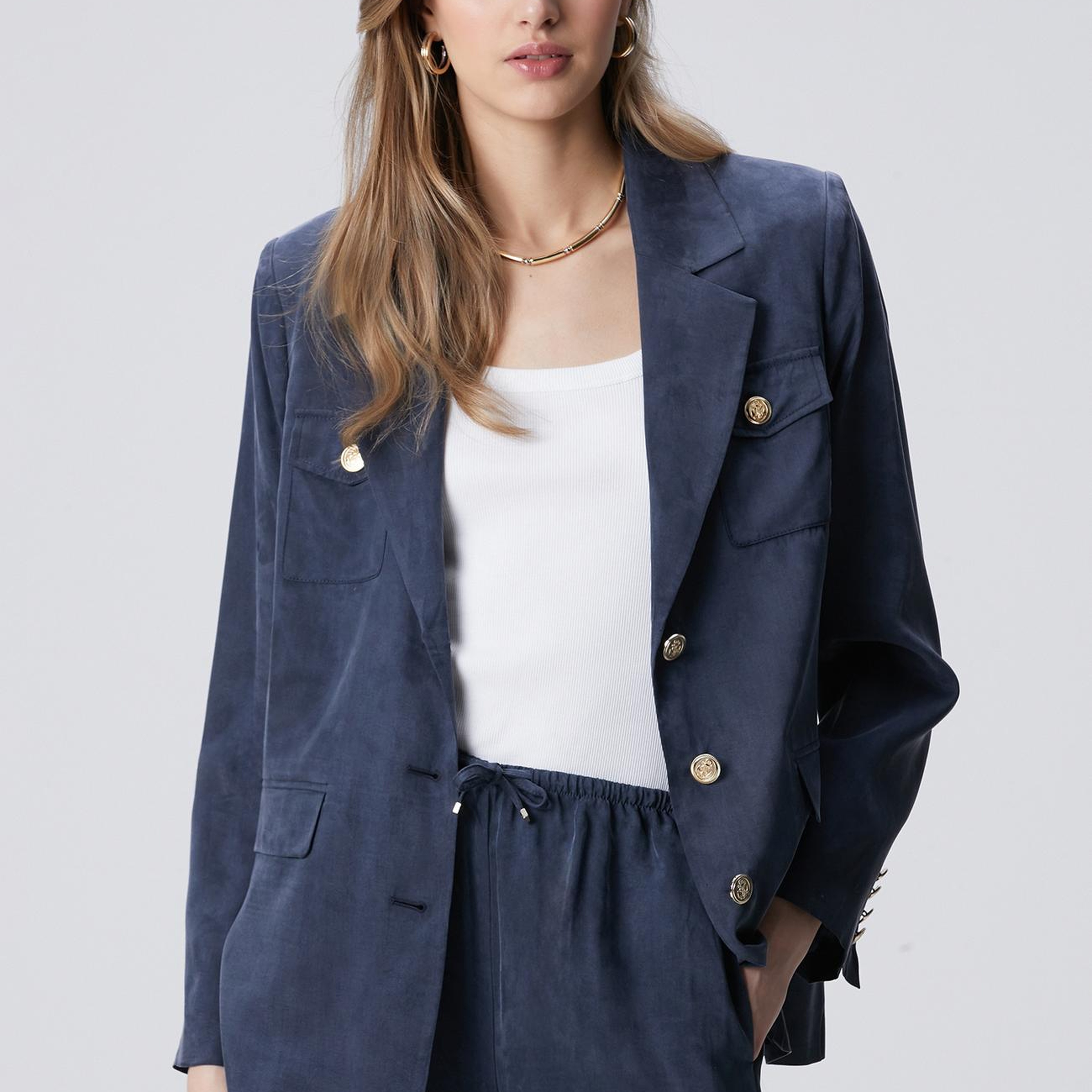 Network Kadın Lacivert Cupro Blazer Ceket