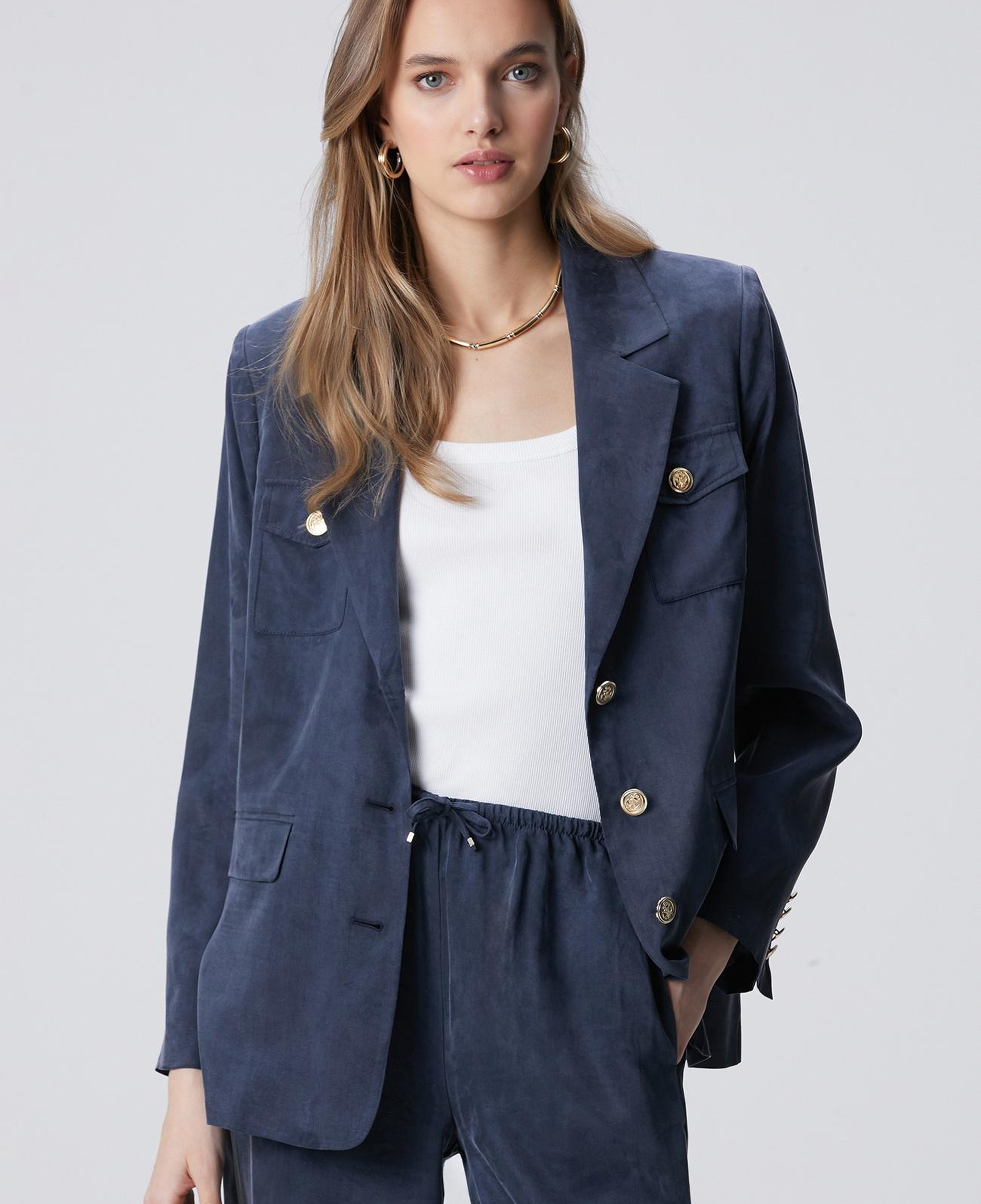 Network Kadın Lacivert Cupro Blazer Ceket