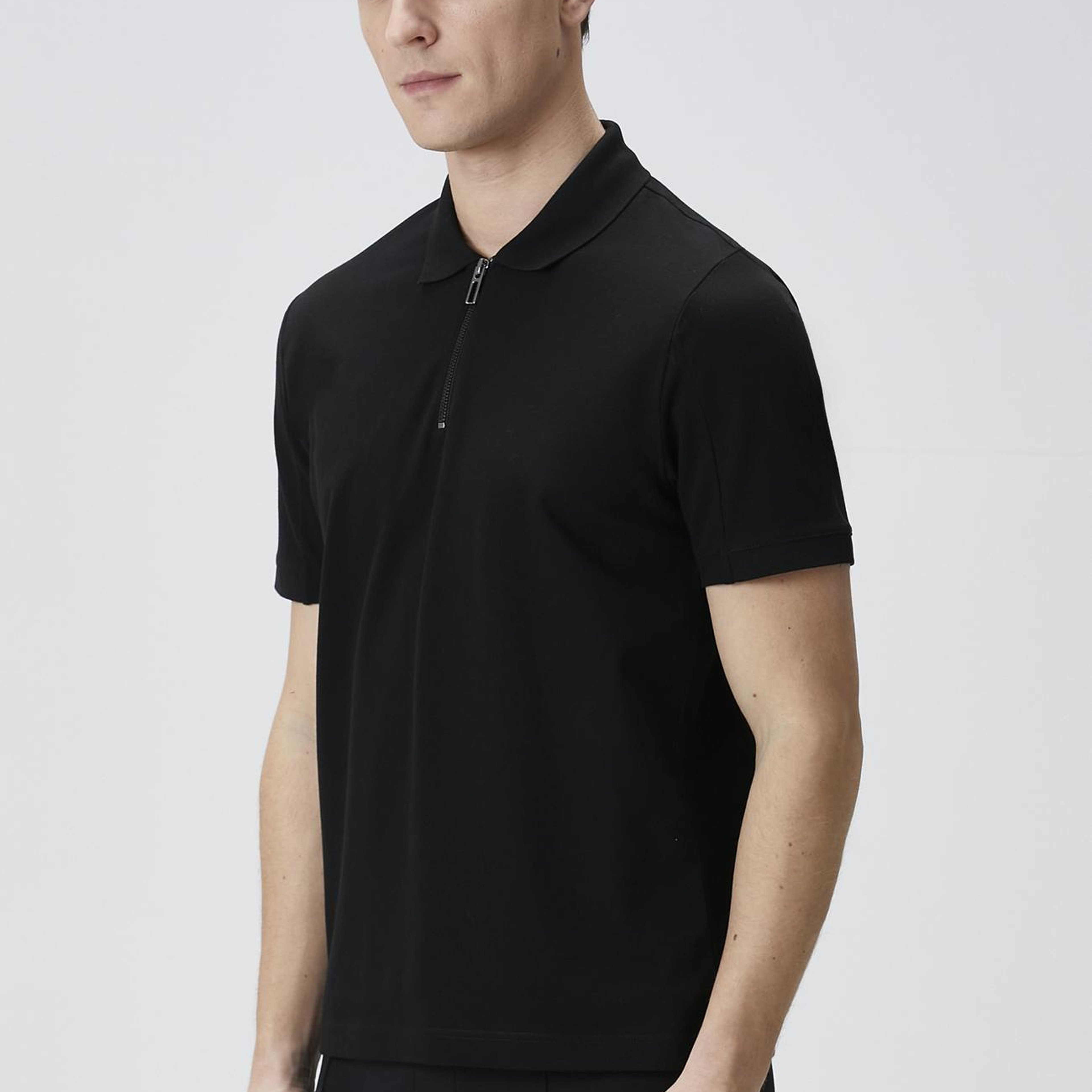 Network Erkek Siyah Polo Yaka Enjeksiyon Baskılı T-shirt